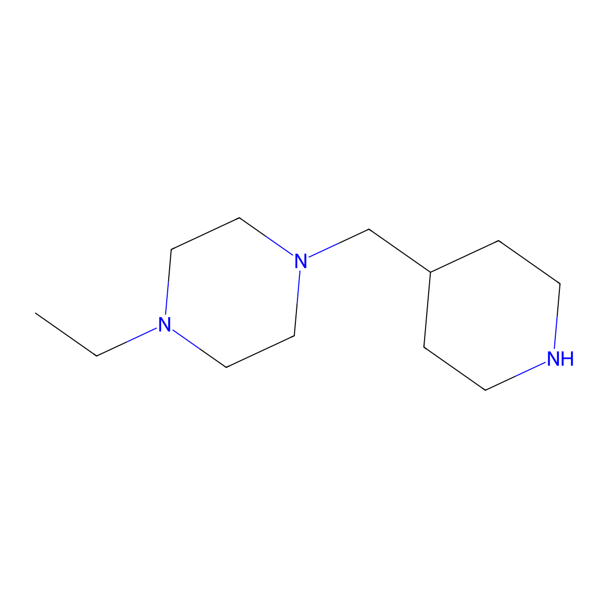 1-Ethyl-4-(piperidin-4-ylmethyl)piperazine molecular structure, CAS 775288-25-0
