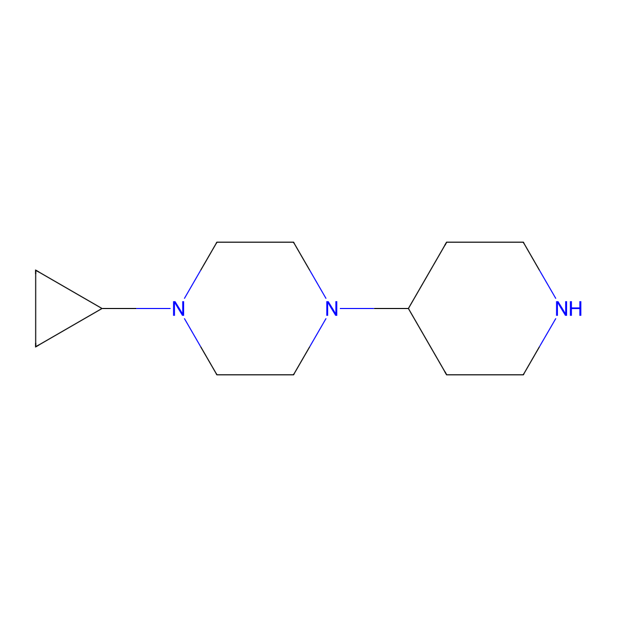 1-Cyclopropyl-4-(piperidin-4-yl)piperazine molecular structure, CAS 775288-31-8