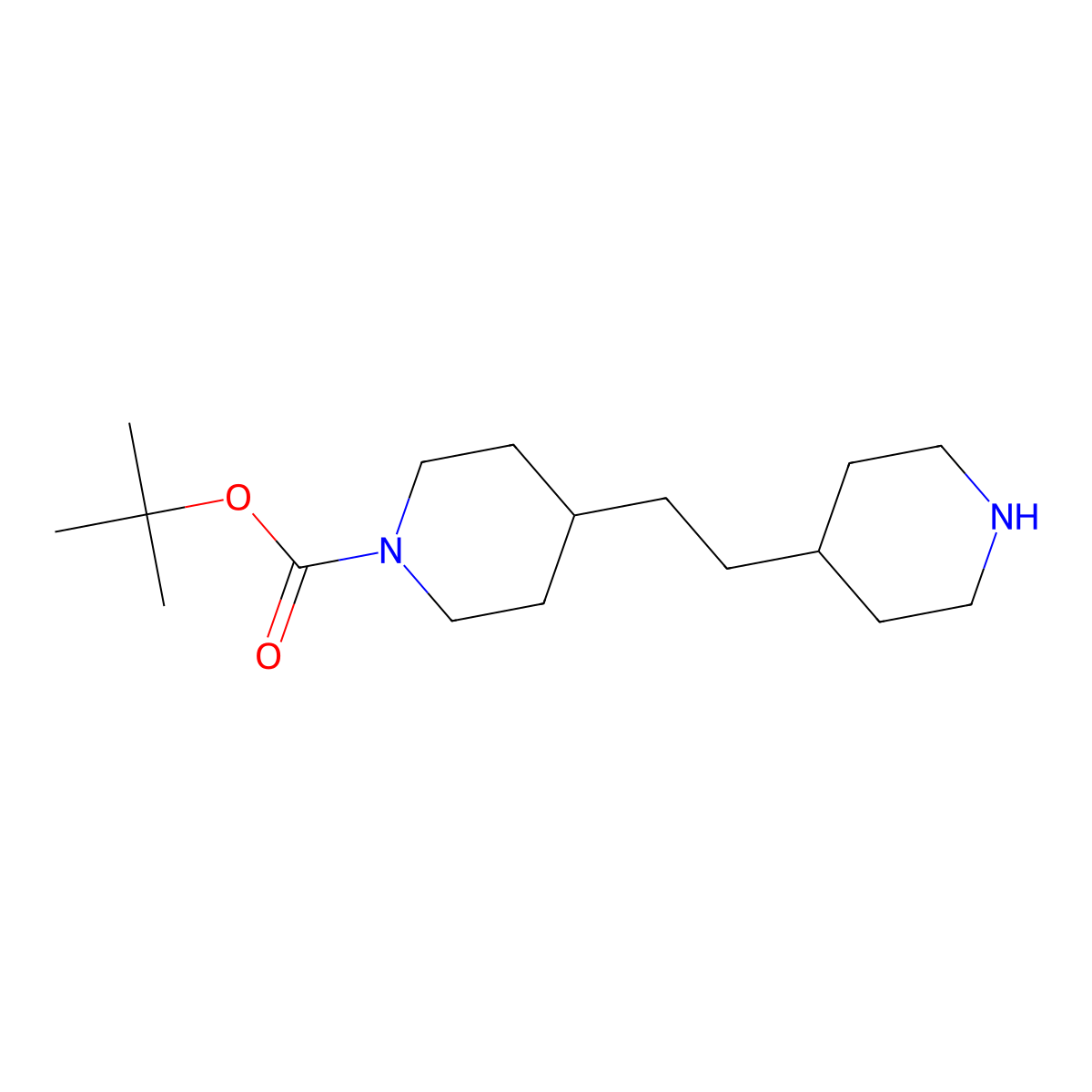 Tert-butyl 4-(2-(piperidin-4-yl)ethyl)piperidine-1-carboxylate molecular structure, CAS 775288-40-9