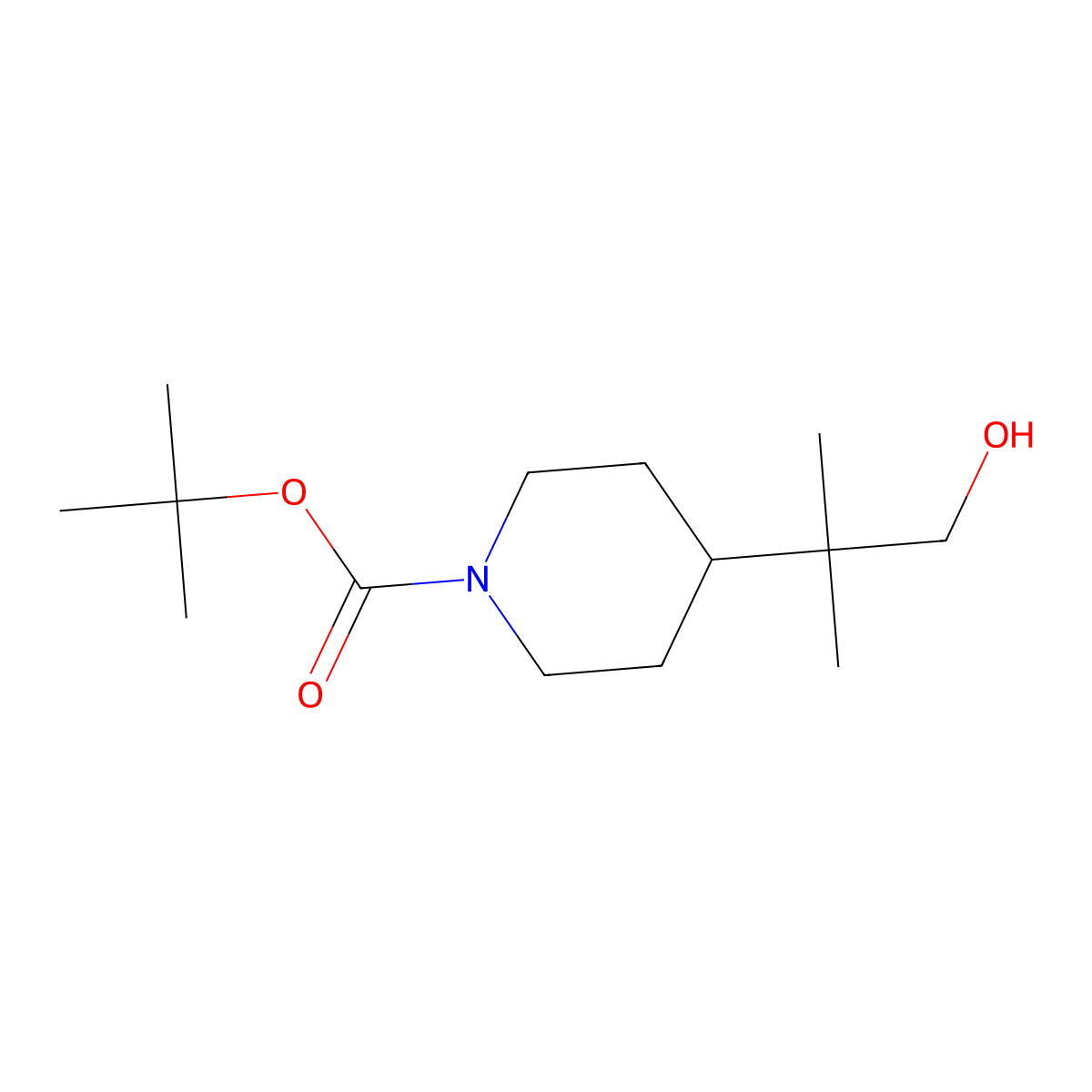 tert-Butyl 4-(1-hydroxy-2-methylpropan-2-yl)piperidine-1-carboxylate molecular structure, CAS 775288-51-2