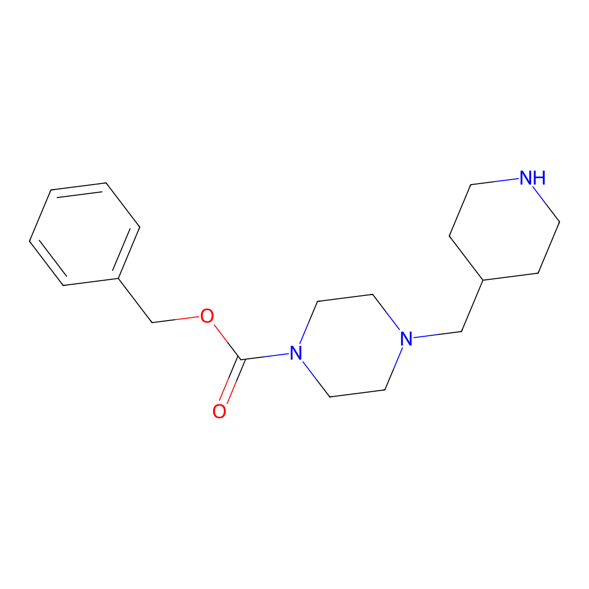 Benzyl 4-[(piperidin-4-yl)methyl]piperazine-1-carboxylate molecular structure, CAS 775288-81-8