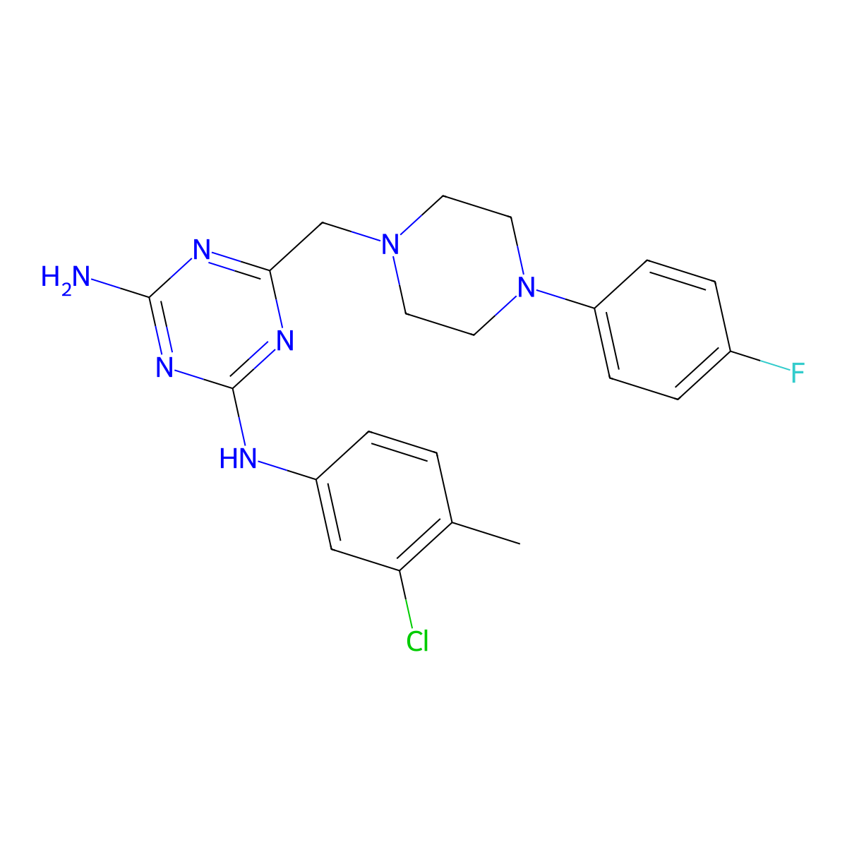 N-(3-chloro-4-methylphenyl)-6-{[4-(4-fluorophenyl)piperazin-1-yl]methyl}-1,3,5-triazine-2,4-diamine molecular structure, CAS 775289-22-0