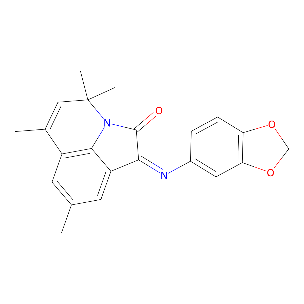 1-(1,3-benzodioxol-5-ylimino)-4,4,6,8-tetramethyl-4H-pyrrolo[3,2,1-ij]quinolin-2(1H)-one molecular structure, CAS 775289-39-9