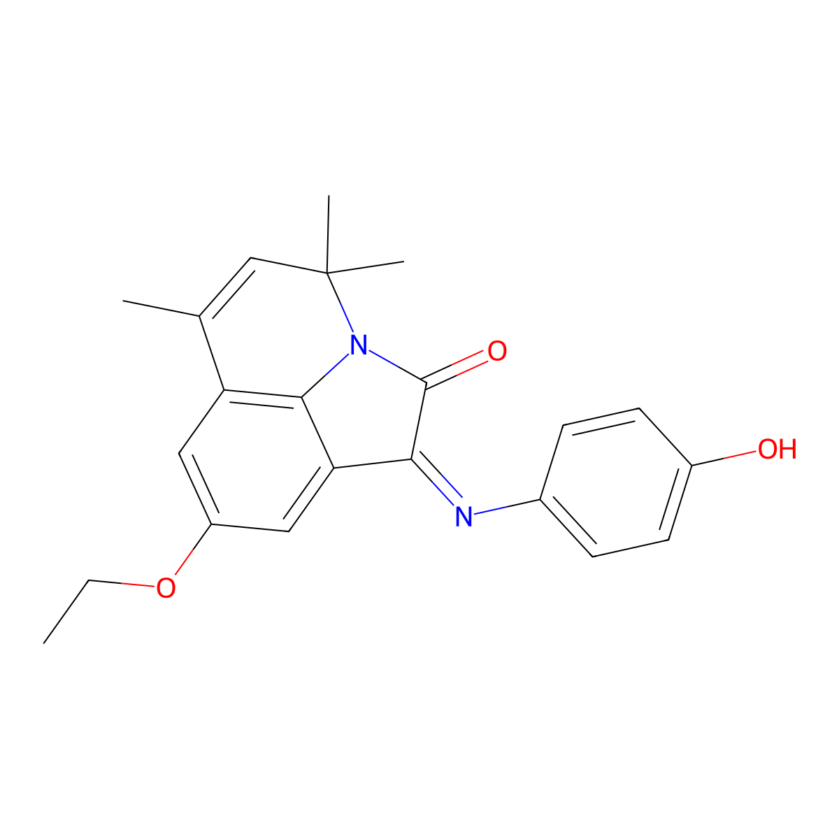 (1E)-8-ethoxy-1-[(4-hydroxyphenyl)imino]-4,4,6-trimethyl-4H-pyrrolo[3,2,1-ij]quinolin-2(1H)-one molecular structure, CAS 775289-41-3