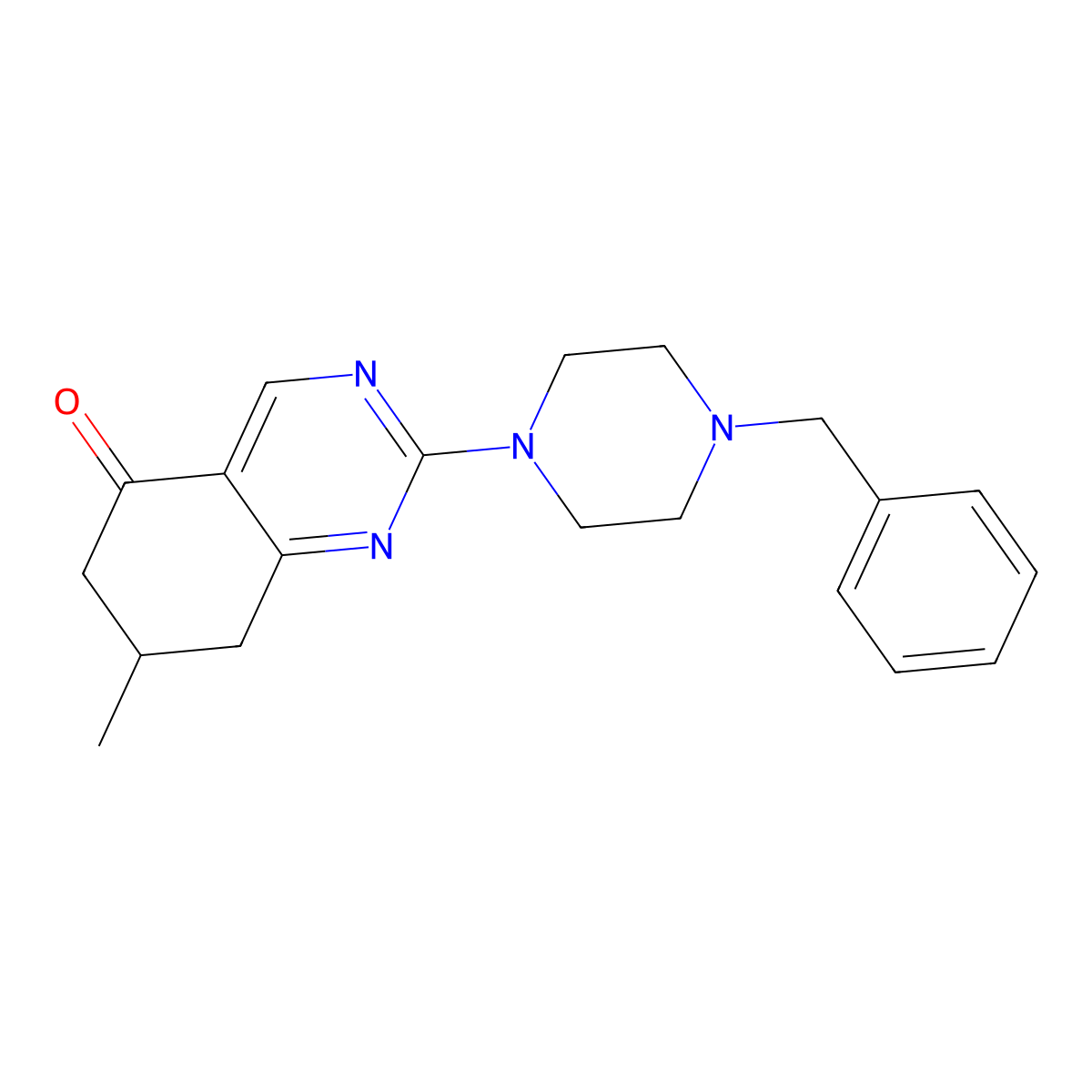 2-(4-benzylpiperazin-1-yl)-7-methyl-7,8-dihydroquinazolin-5(6H)-one molecular structure, CAS 775289-61-7