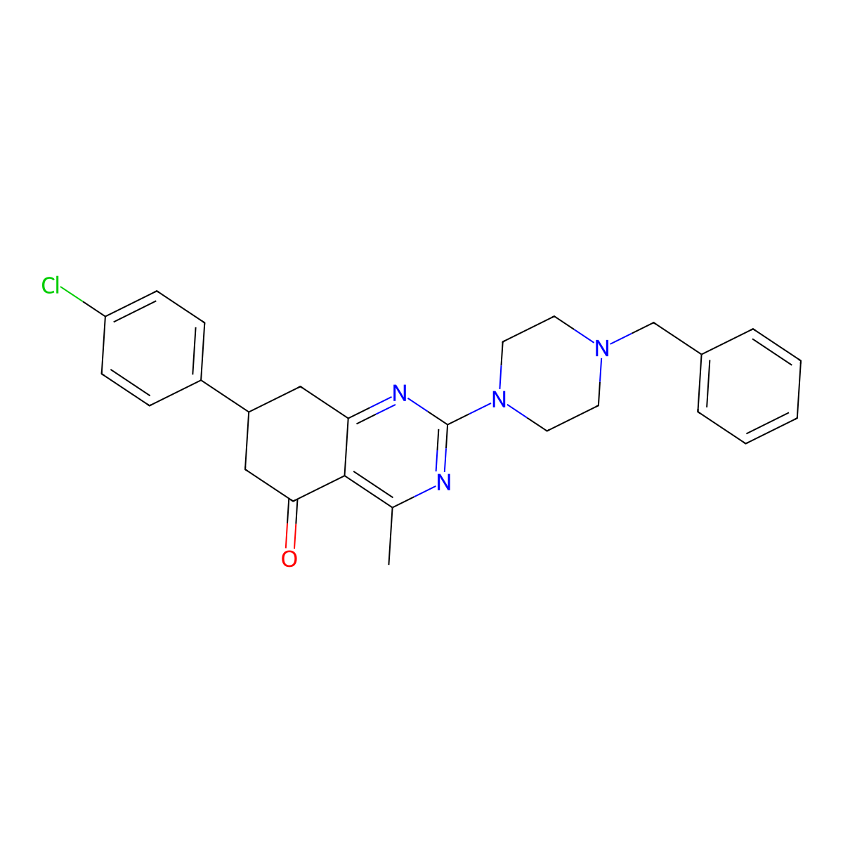 2-(4-benzylpiperazin-1-yl)-7-(4-chlorophenyl)-4-methyl-7,8-dihydroquinazolin-5(6H)-one molecular structure, CAS 775289-62-8