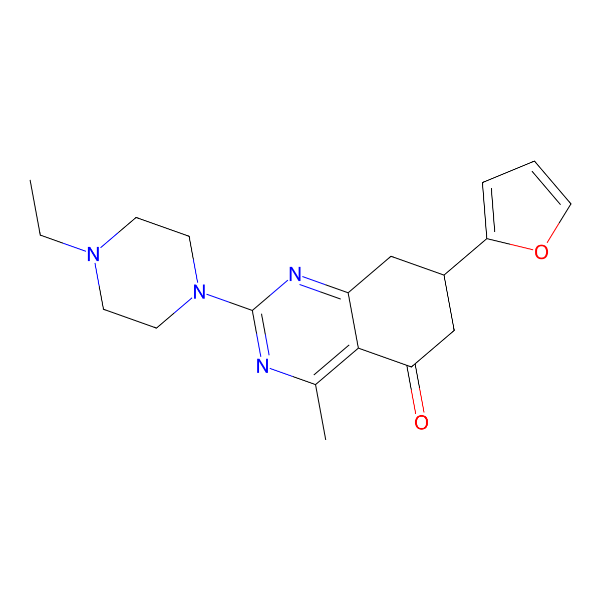 2-(4-Ethylpiperazinyl)-7-(2-furyl)-4-methyl-6,7,8-trihydroquinazolin-5-one molecular structure, CAS 775289-65-1