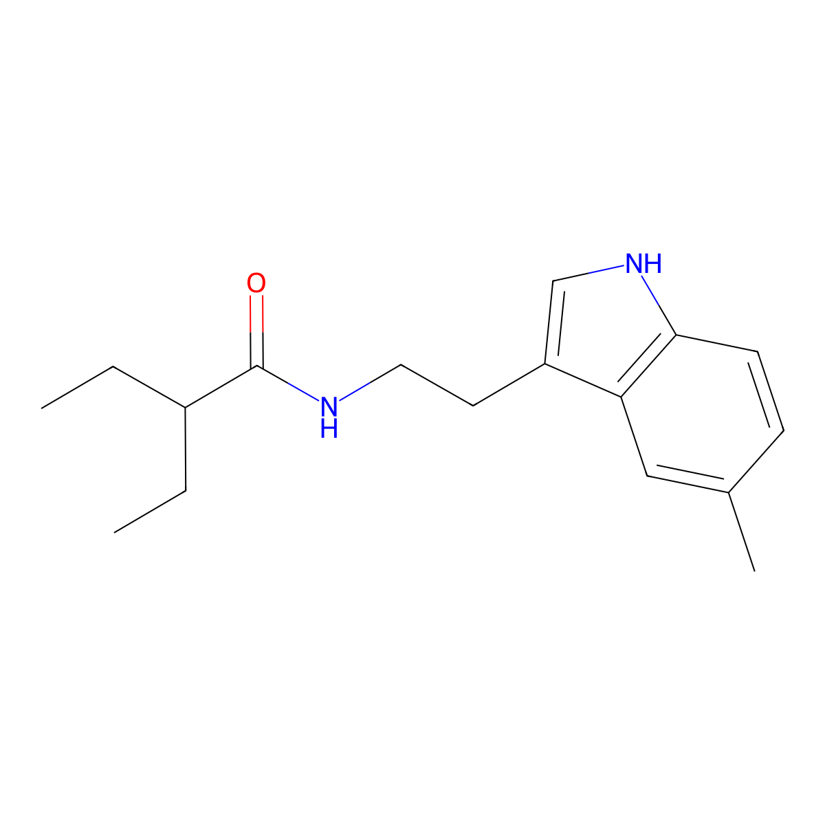 2-ethyl-N-[2-(5-methyl-1H-indol-3-yl)ethyl]butanamide molecular structure, CAS 775289-72-0