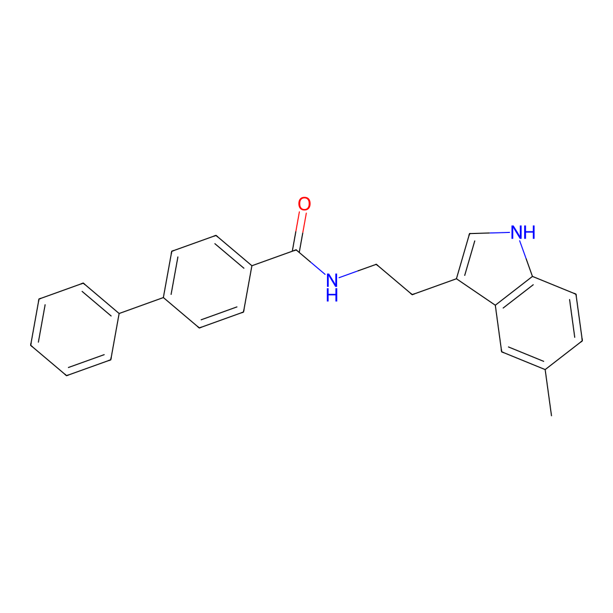 N-(2-(5-Methyl-1H-indol-3-yl)ethyl)biphenyl-4-carboxamide molecular structure, CAS 775290-08-9