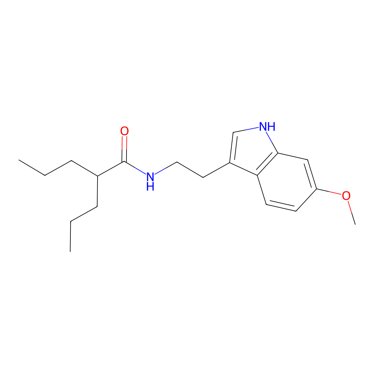 N-[2-(6-methoxy-1H-indol-3-yl)ethyl]-2-propylpentanamide molecular structure, CAS 775290-90-9