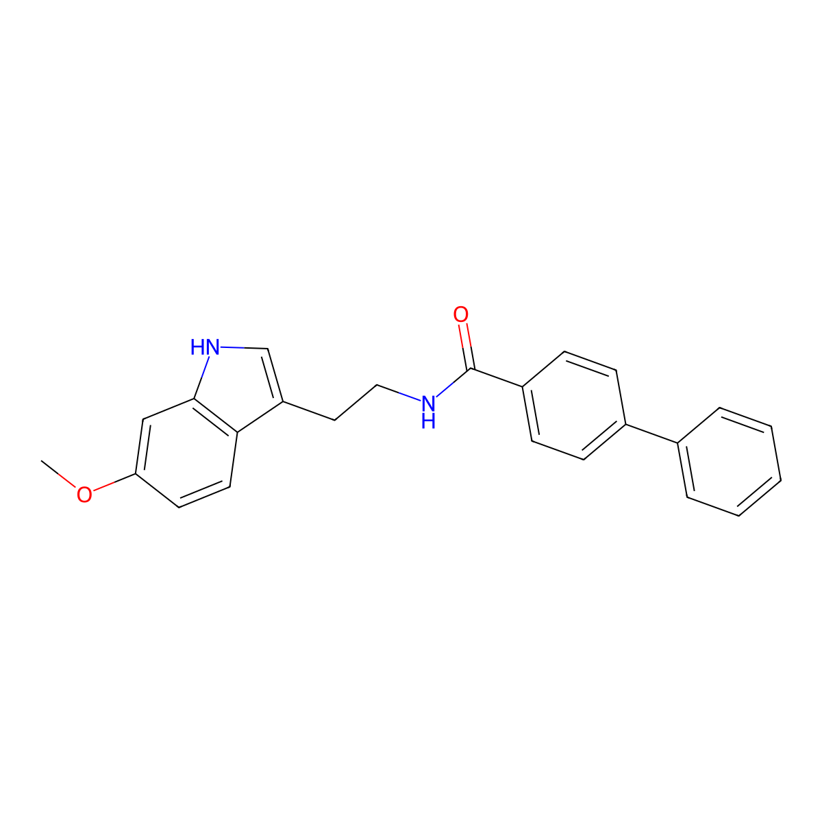 N-[2-(6-methoxy-1H-indol-3-yl)ethyl]biphenyl-4-carboxamide molecular structure, CAS 775291-26-4