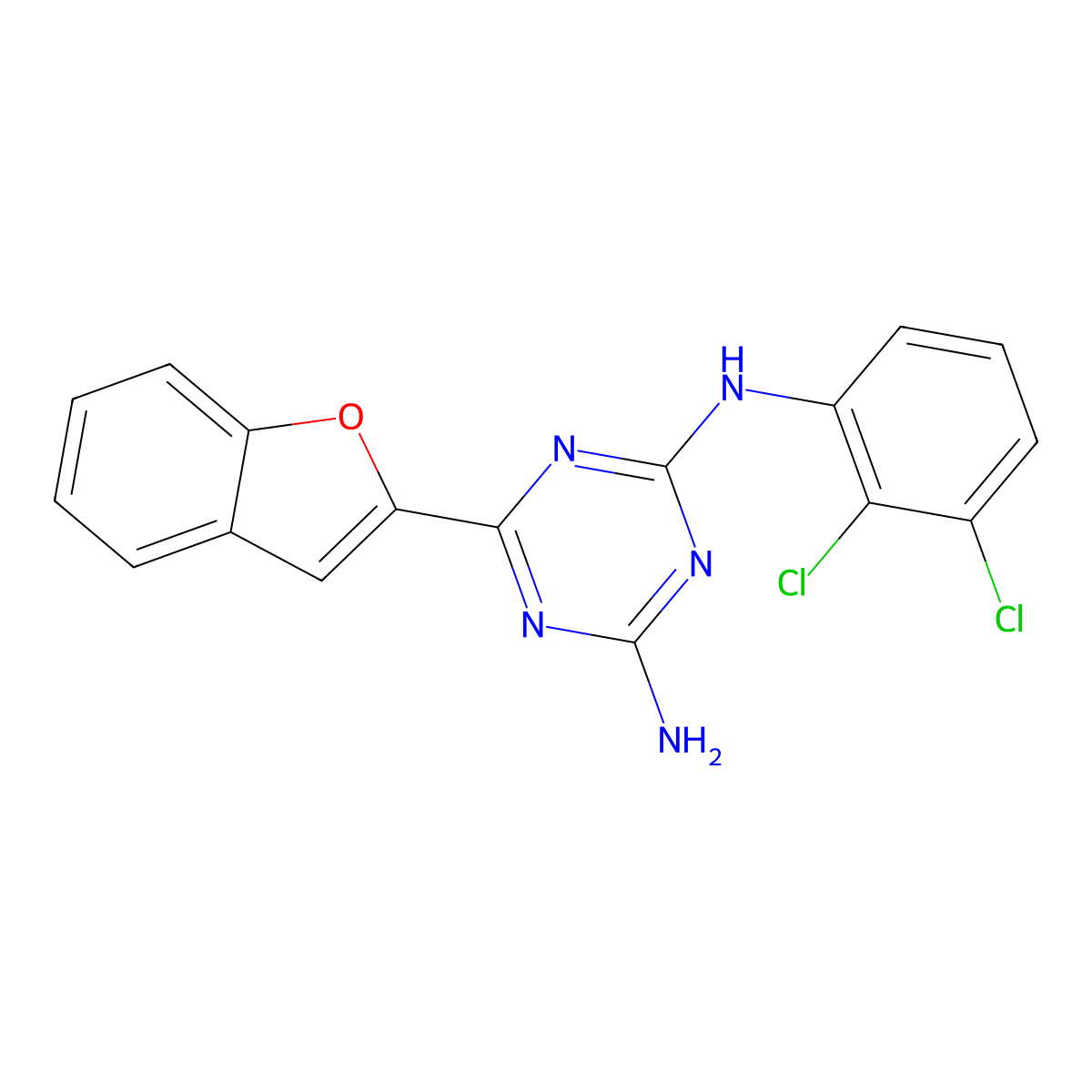 6-(1-benzofuran-2-yl)-N-(2,3-dichlorophenyl)-1,3,5-triazine-2,4-diamine molecular structure, CAS 775291-60-6