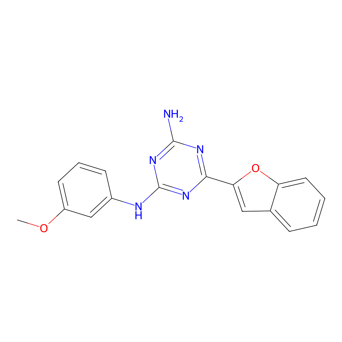 6-(1-benzofuran-2-yl)-N-(3-methoxyphenyl)-1,3,5-triazine-2,4-diamine molecular structure, CAS 775291-61-7