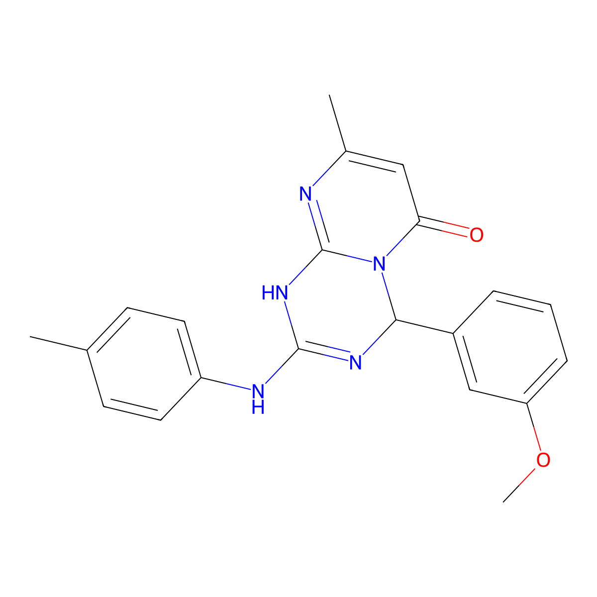 4-(3-methoxyphenyl)-8-methyl-2-(4-toluidino)-1,4-dihydro-6H-pyrimido[1,2-a][1,3,5]triazin-6-one molecular structure, CAS 775291-69-5