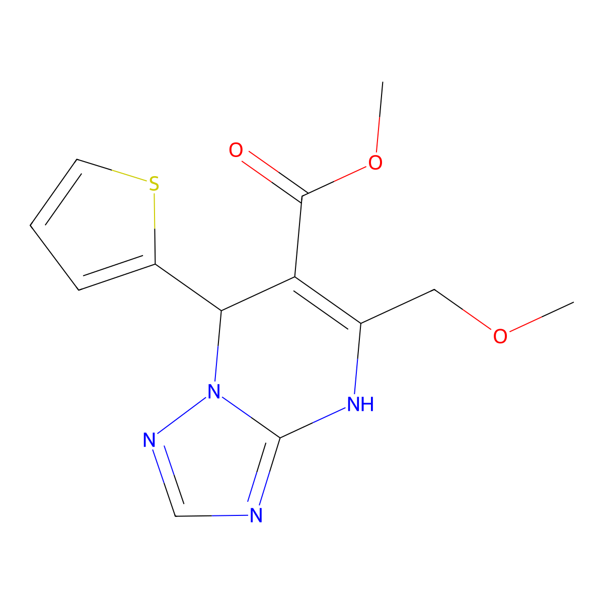 Methyl 5-(methoxymethyl)-7-(thiophen-2-yl)-4,7-dihydro[1,2,4]triazolo[1,5-a]pyrimidine-6-carboxylate molecular structure, CAS 775292-00-7