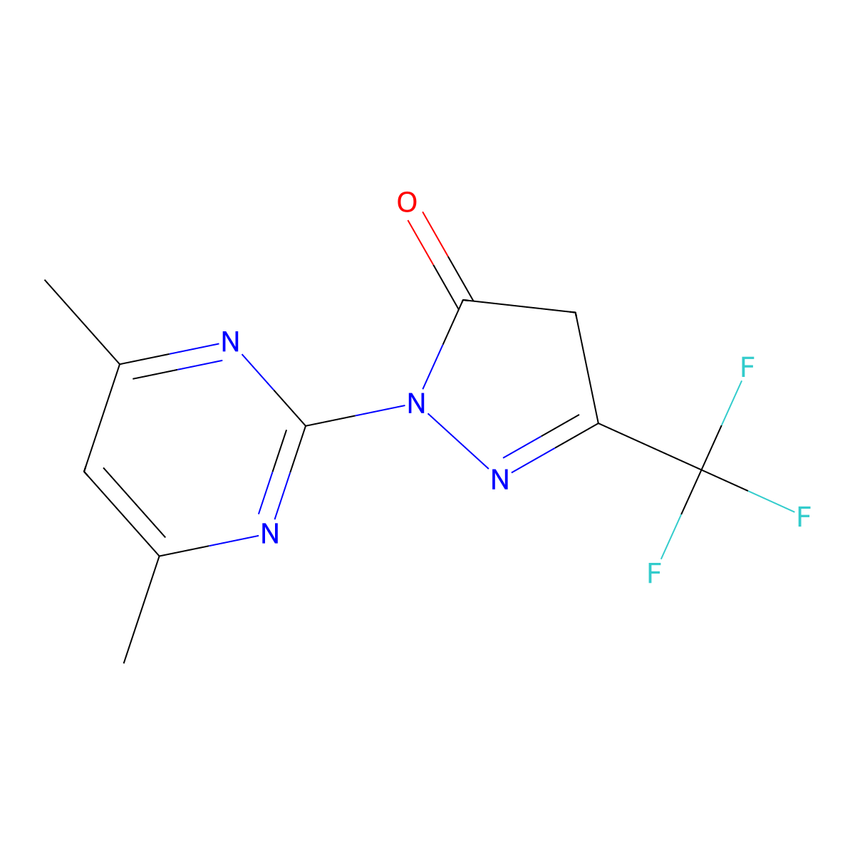 2-(4,6-dimethylpyrimidin-2-yl)-5-(trifluoromethyl)-2,4-dihydro-3H-pyrazol-3-one molecular structure, CAS 775292-21-2