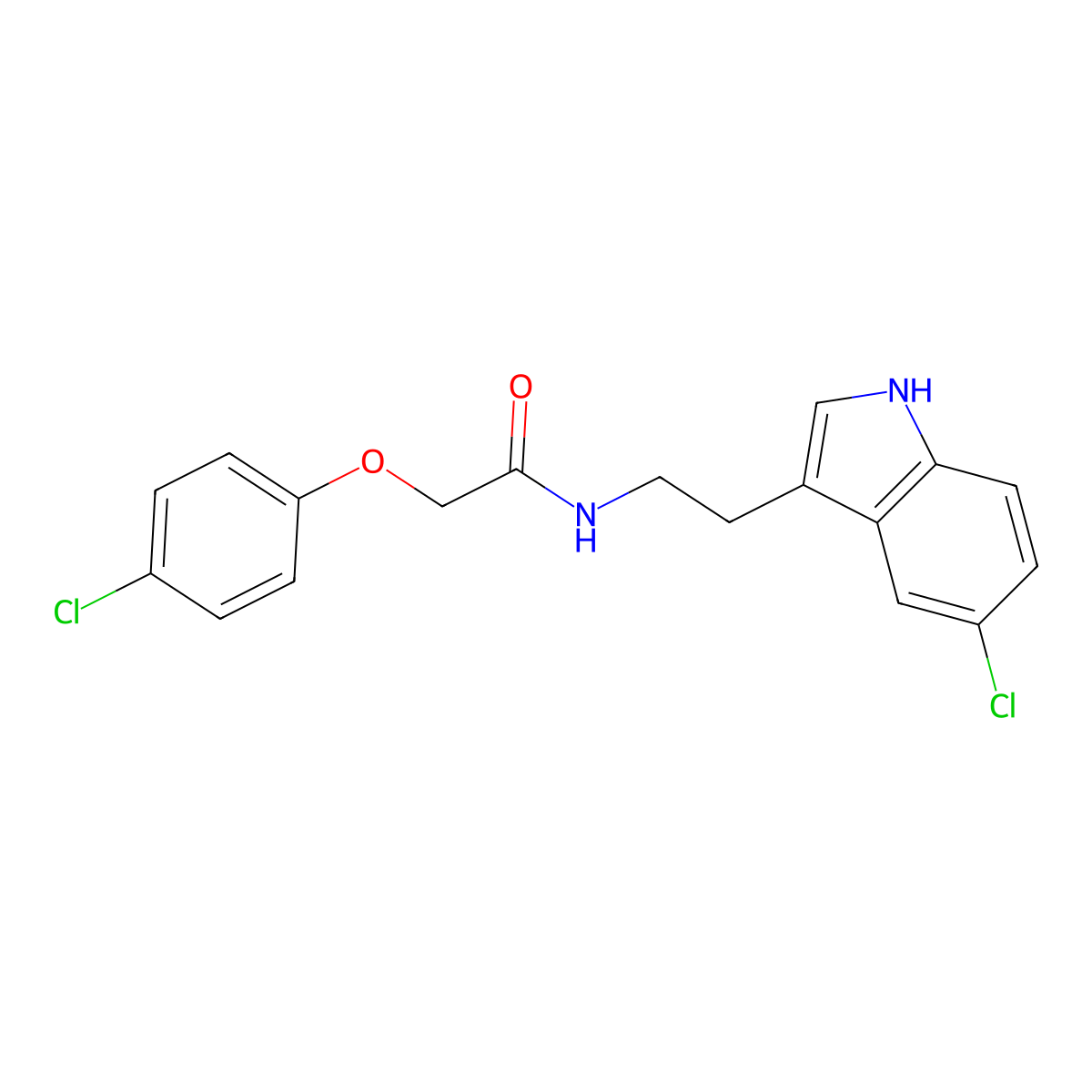 N-[2-(5-chloro-1H-indol-3-yl)ethyl]-2-(4-chlorophenoxy)acetamide molecular structure, CAS 775292-26-7