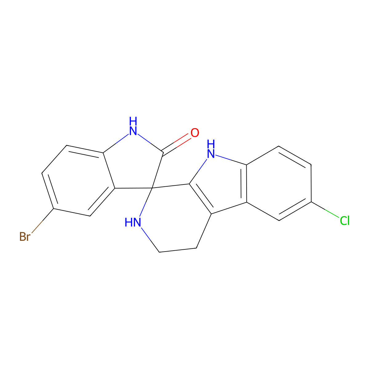 5'-bromo-6-chloro-2,3,4,9-tetrahydrospiro[beta-carboline-1,3'-indol]-2'(1'H)-one molecular structure, CAS 775292-33-6