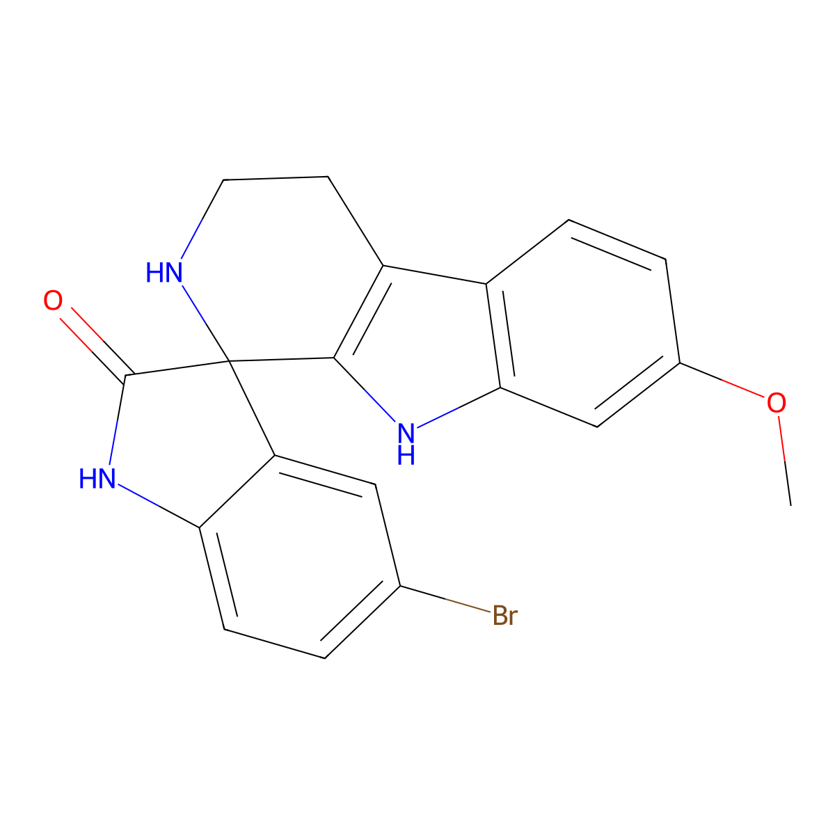 5'-bromo-7-methoxy-2,3,4,9-tetrahydrospiro[beta-carboline-1,3'-indol]-2'(1'H)-one molecular structure, CAS 775292-36-9