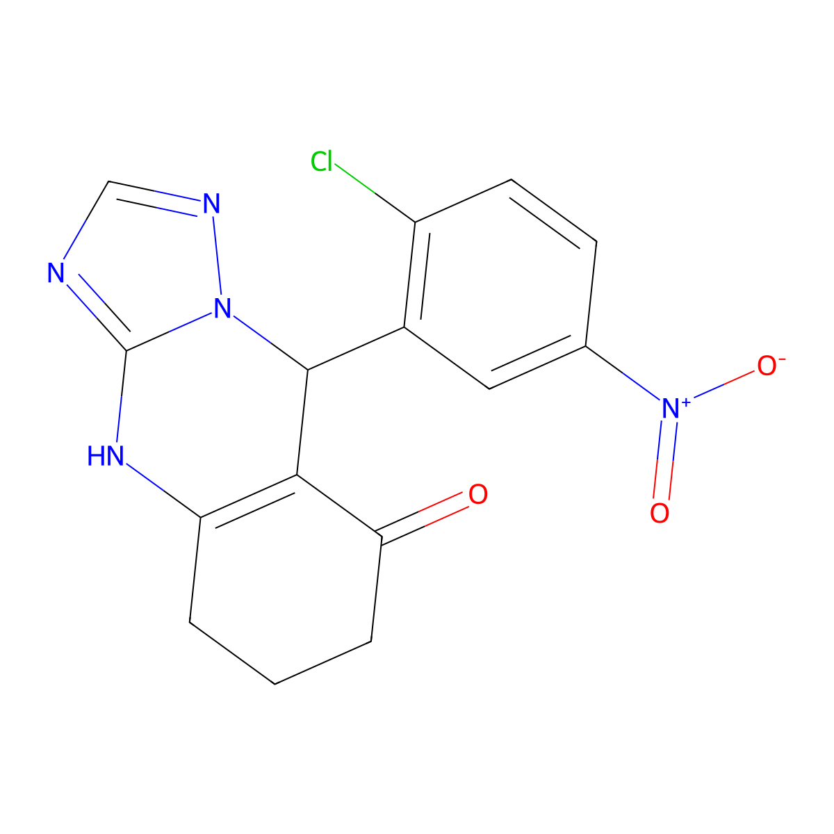 9-(2-chloro-5-nitrophenyl)-5,6,7,9-tetrahydro[1,2,4]triazolo[5,1-b]quinazolin-8(4H)-one molecular structure, CAS 775292-62-1