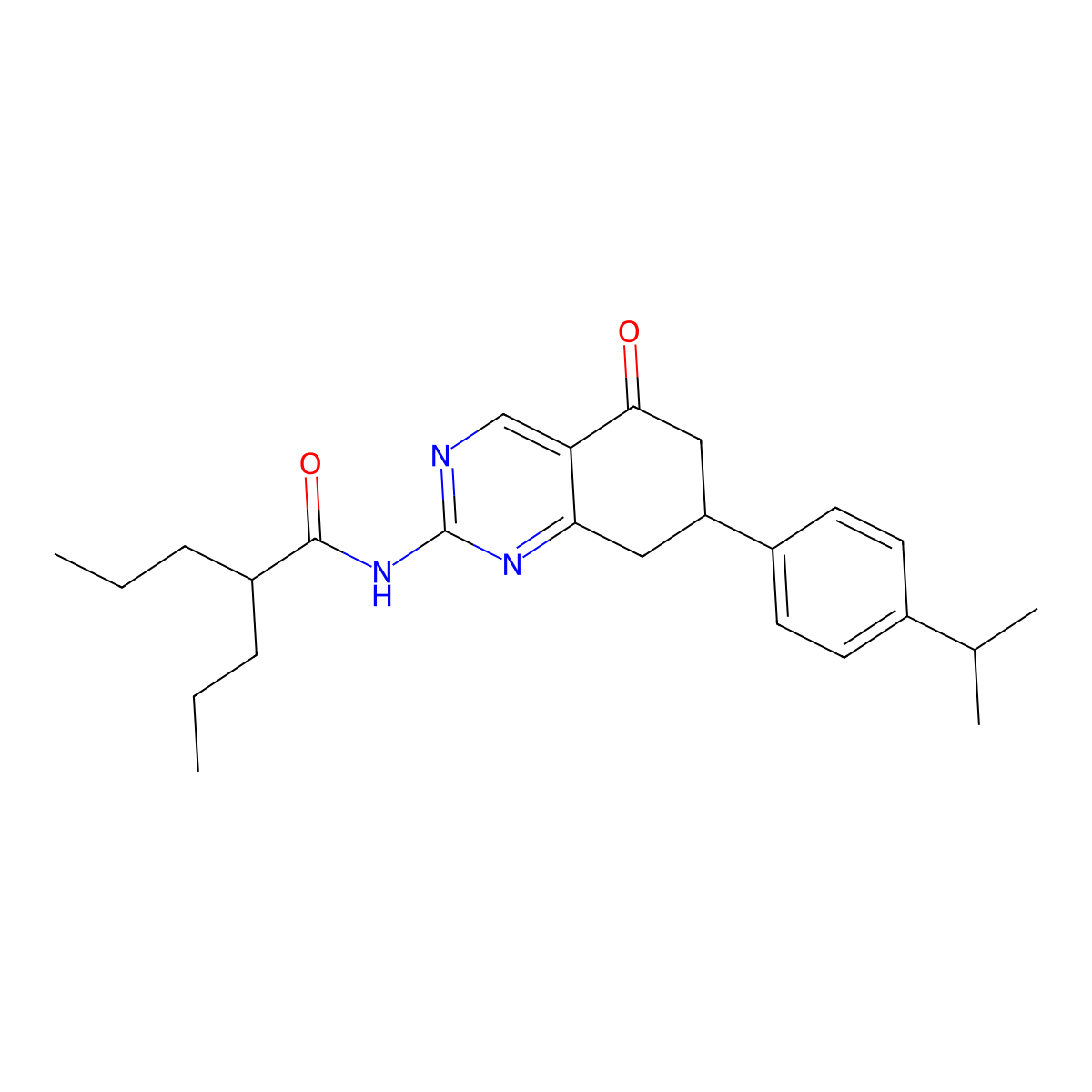 N-{5-oxo-7-[4-(propan-2-yl)phenyl]-5,6,7,8-tetrahydroquinazolin-2-yl}-2-propylpentanamide molecular structure, CAS 775292-82-5
