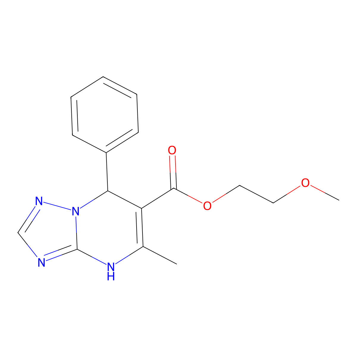 2-Methoxyethyl 5-methyl-7-phenyl-4,7-dihydro[1,2,4]triazolo[1,5-a]pyrimidine-6-carboxylate molecular structure, CAS 775292-83-6