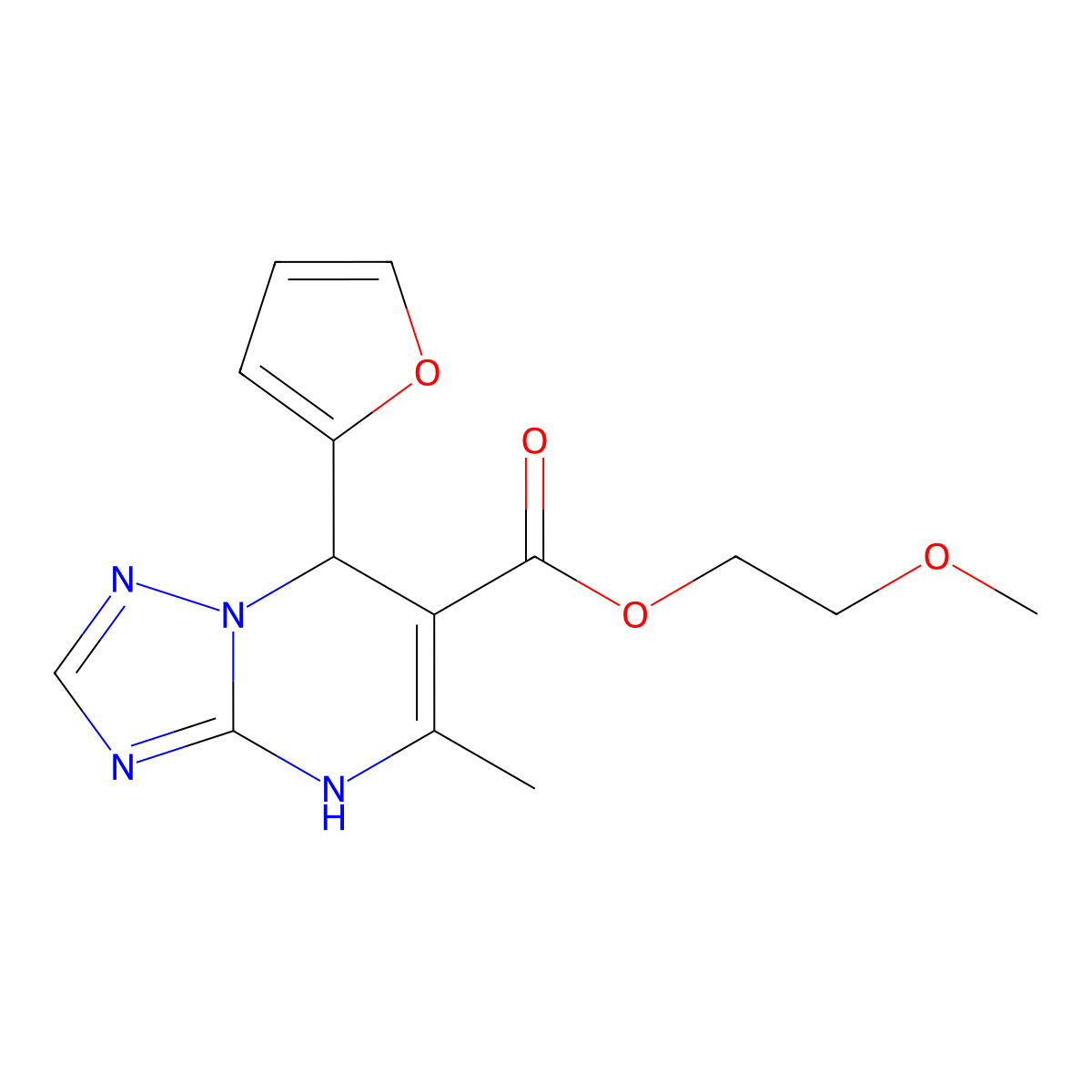 2-Methoxyethyl 7-(furan-2-yl)-5-methyl-4,7-dihydro[1,2,4]triazolo[1,5-a]pyrimidine-6-carboxylate molecular structure, CAS 775292-84-7