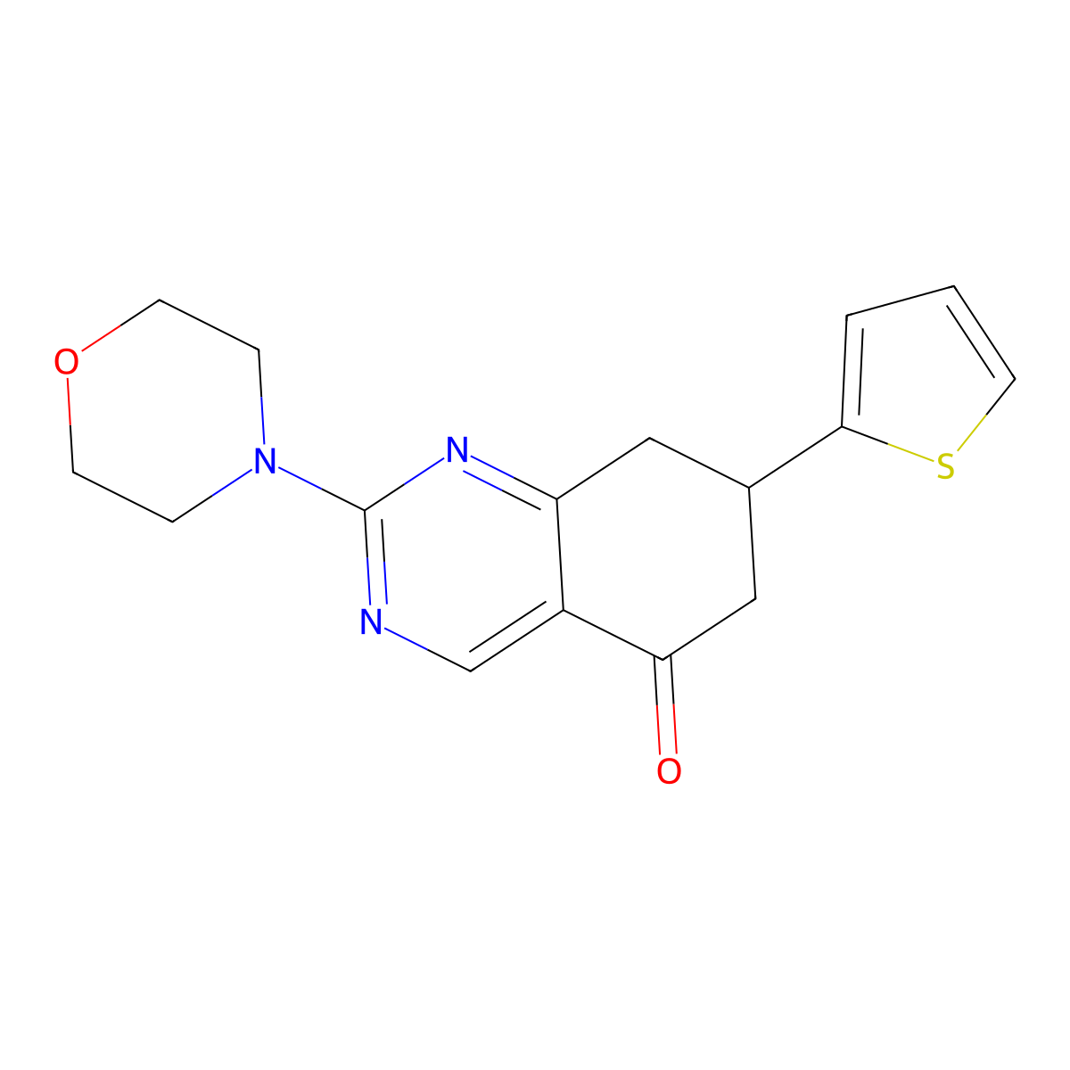 2-(morpholin-4-yl)-7-(thiophen-2-yl)-7,8-dihydroquinazolin-5(6H)-one molecular structure, CAS 775292-90-5