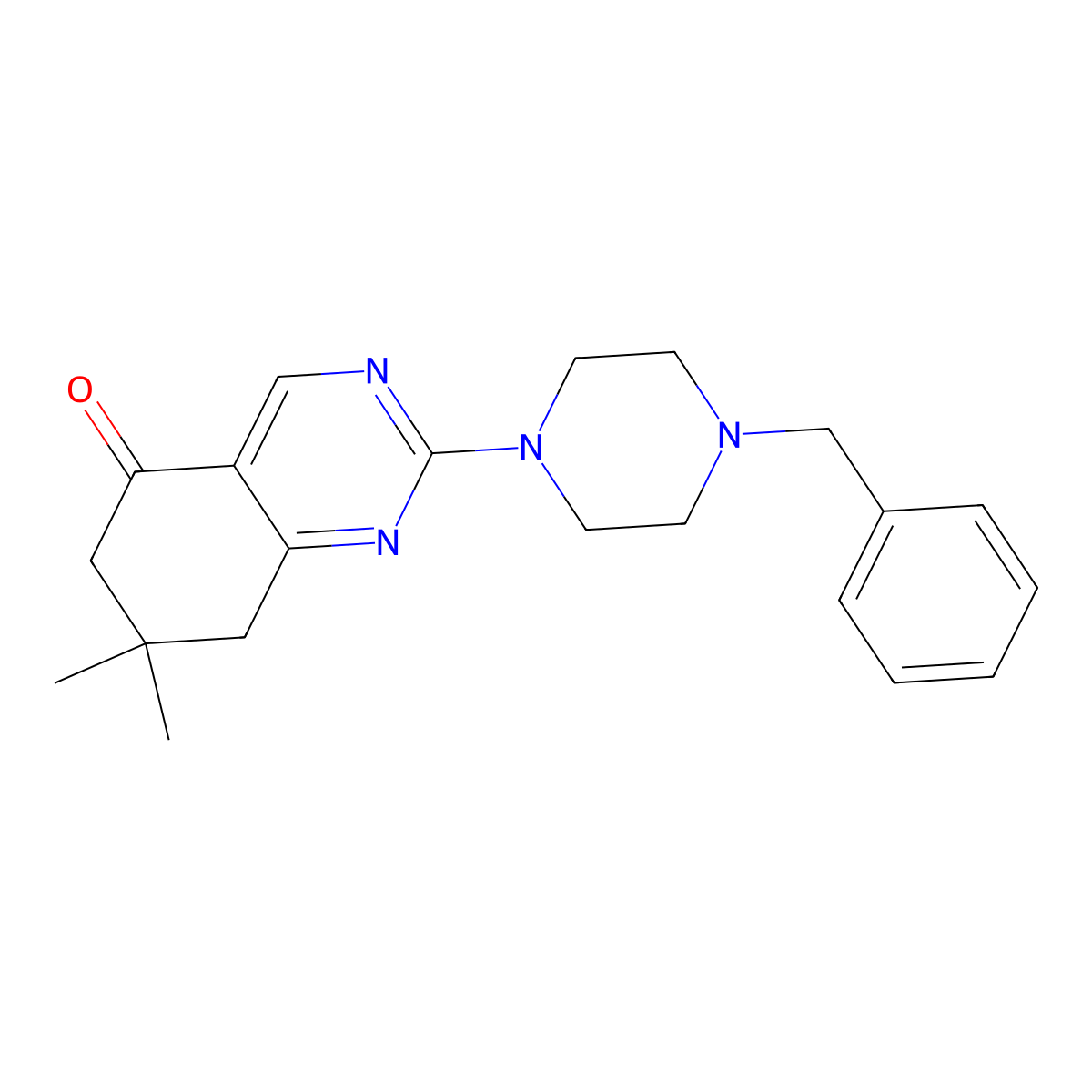 2-(4-benzylpiperazin-1-yl)-7,7-dimethyl-7,8-dihydroquinazolin-5(6H)-one molecular structure, CAS 775292-93-8