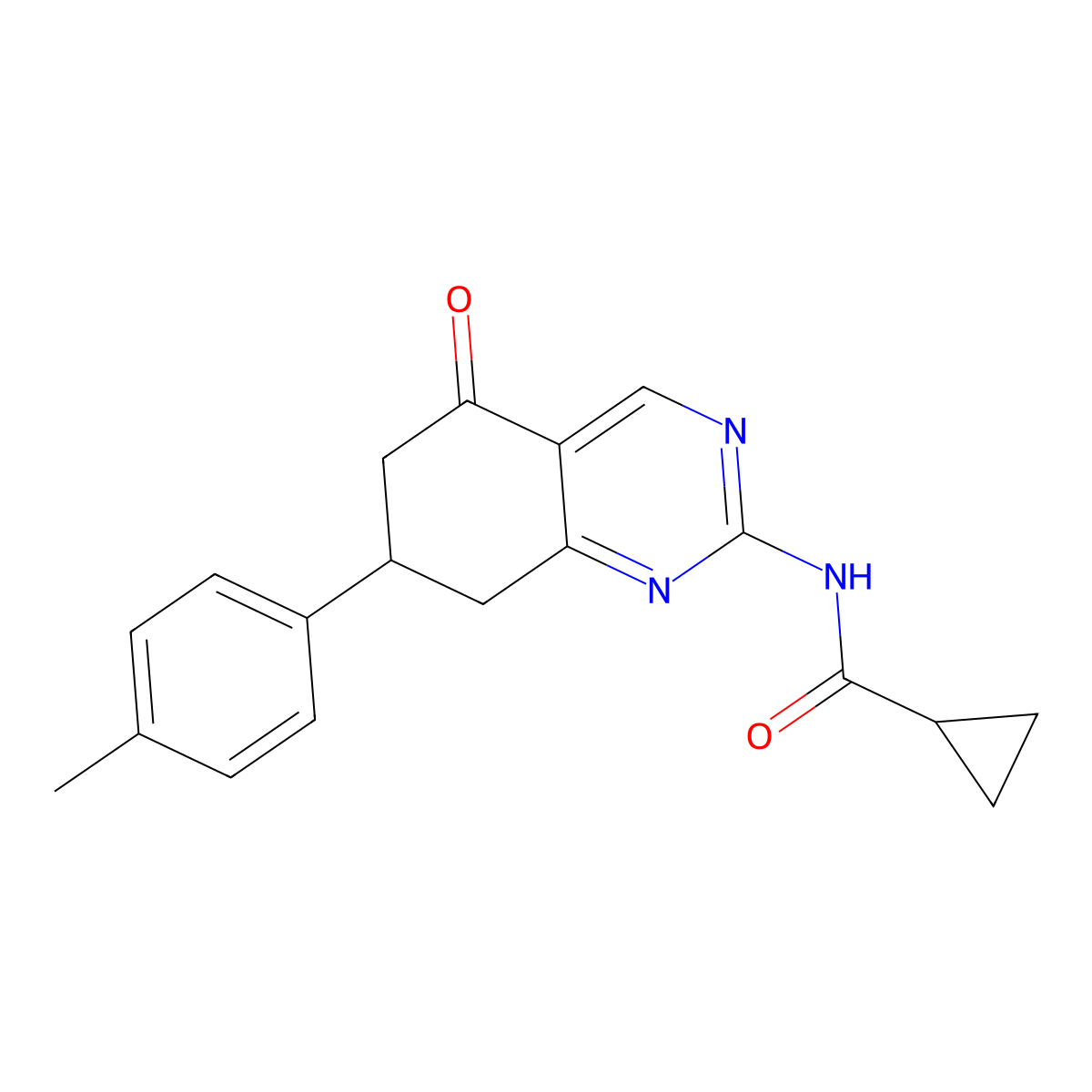 N-[7-(4-methylphenyl)-5-oxo-5,6,7,8-tetrahydroquinazolin-2-yl]cyclopropanecarboxamide molecular structure, CAS 775292-97-2