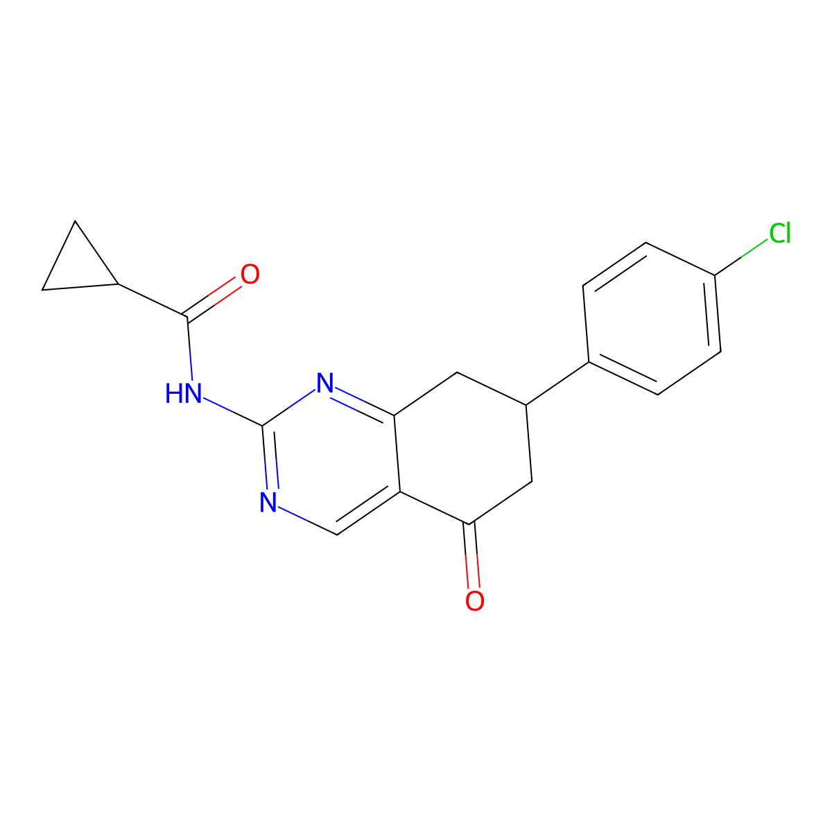 N-[7-(4-chlorophenyl)-5-oxo-5,6,7,8-tetrahydroquinazolin-2-yl]cyclopropanecarboxamide molecular structure, CAS 775292-98-3