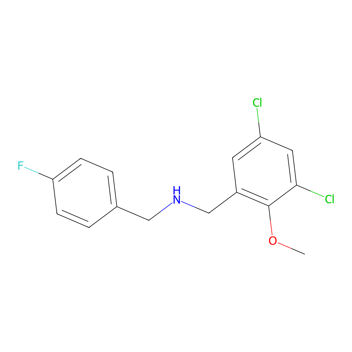 N-(3,5-dichloro-2-methoxybenzyl)-N-(4-fluorobenzyl)amine molecular structure, CAS 775293-05-5