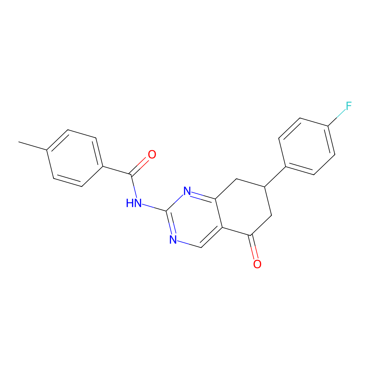 N-[7-(4-fluorophenyl)-5-oxo-5,6,7,8-tetrahydroquinazolin-2-yl]-4-methylbenzamide molecular structure, CAS 775293-12-4