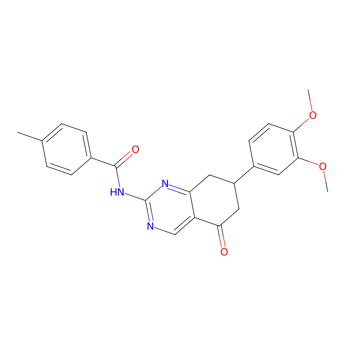 N-[7-(3,4-dimethoxyphenyl)-5-oxo-5,6,7,8-tetrahydroquinazolin-2-yl]-4-methylbenzamide molecular structure, CAS 775293-18-0