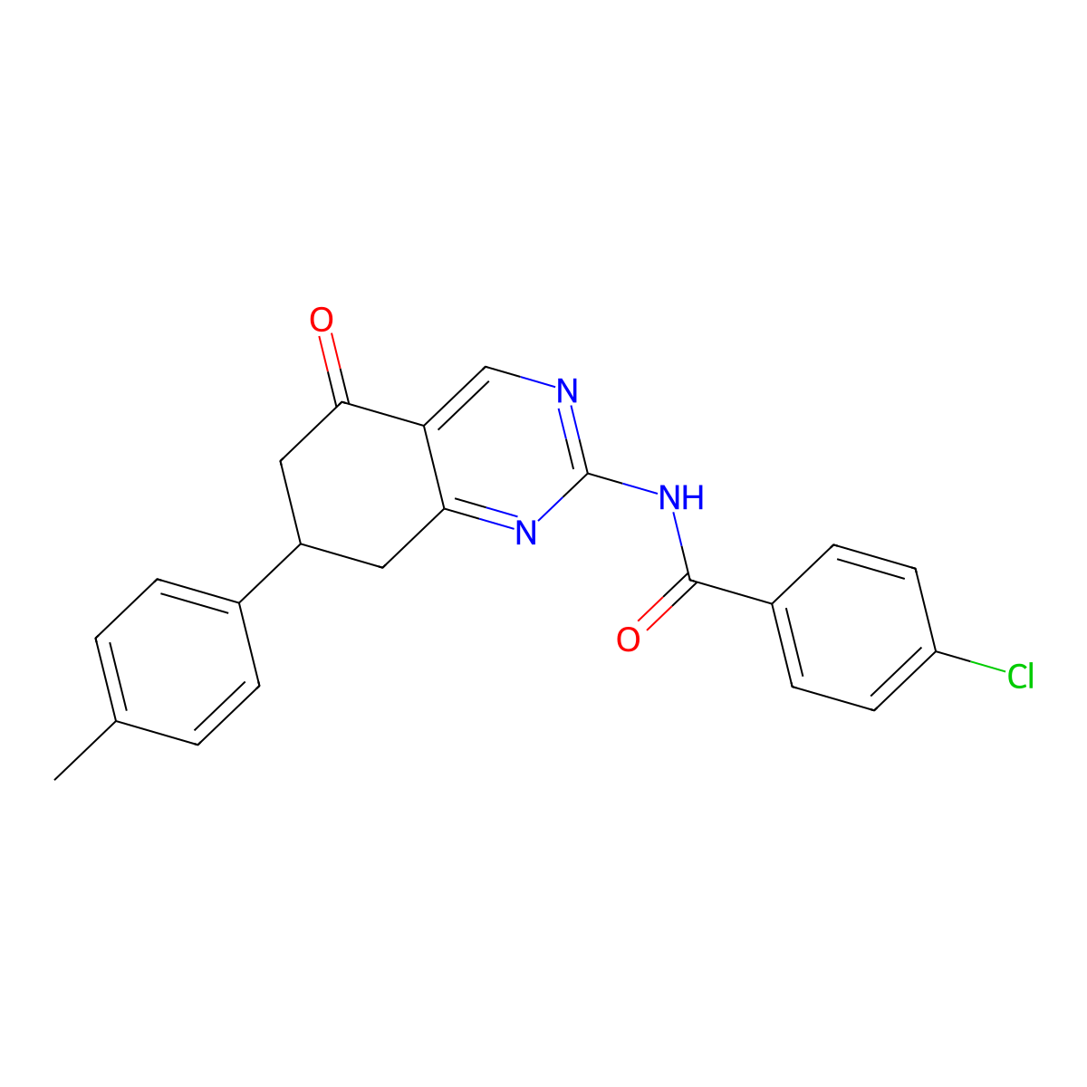 (4-chlorophenyl)-N-[7-(4-methylphenyl)-5-oxo(6,7,8-trihydroquinazolin-2-yl)]ca rboxamide molecular structure, CAS 775293-22-6