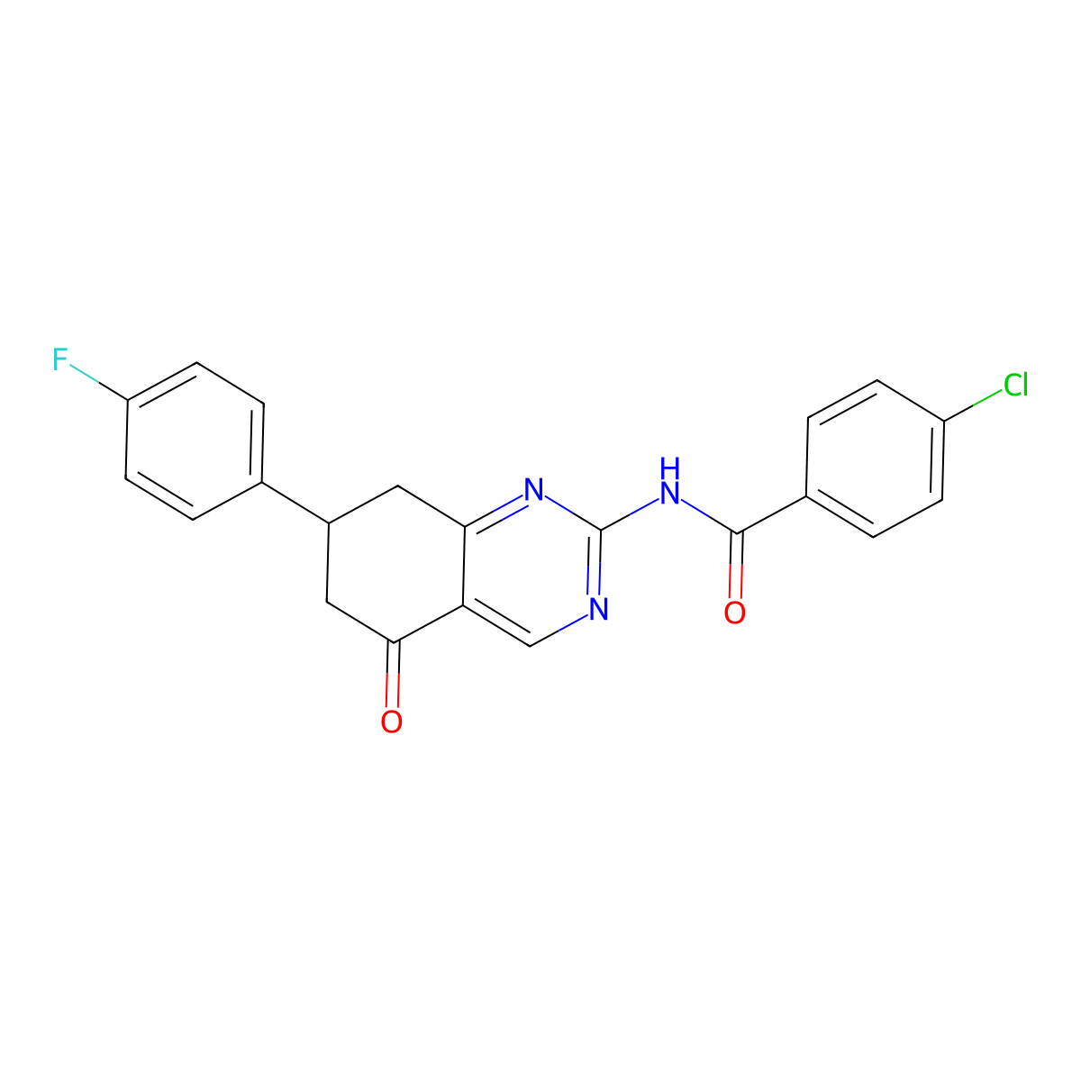 4-chloro-N-[7-(4-fluorophenyl)-5-oxo-5,6,7,8-tetrahydroquinazolin-2-yl]benzamide molecular structure, CAS 775293-24-8
