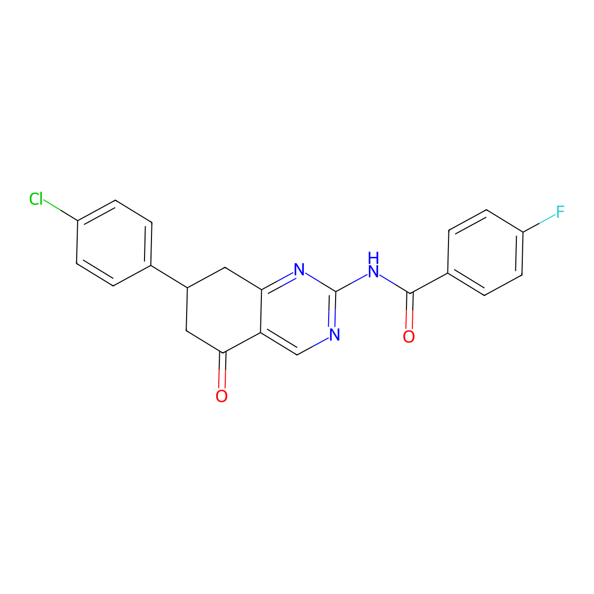 N-[7-(4-chlorophenyl)-5-oxo-5,6,7,8-tetrahydroquinazolin-2-yl]-4-fluorobenzamide molecular structure, CAS 775293-34-0