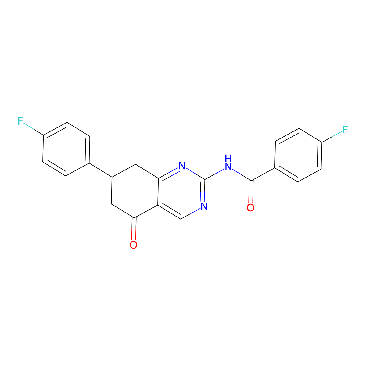 4-fluoro-N-[7-(4-fluorophenyl)-5-oxo-5,6,7,8-tetrahydroquinazolin-2-yl]benzamide molecular structure, CAS 775293-36-2