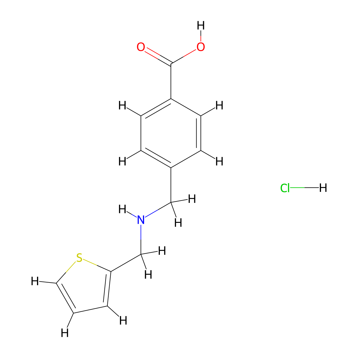 4-(((Thiophen-2-ylmethyl)amino)methyl)benzoic acid hydrochloride molecular structure, CAS 775293-37-3