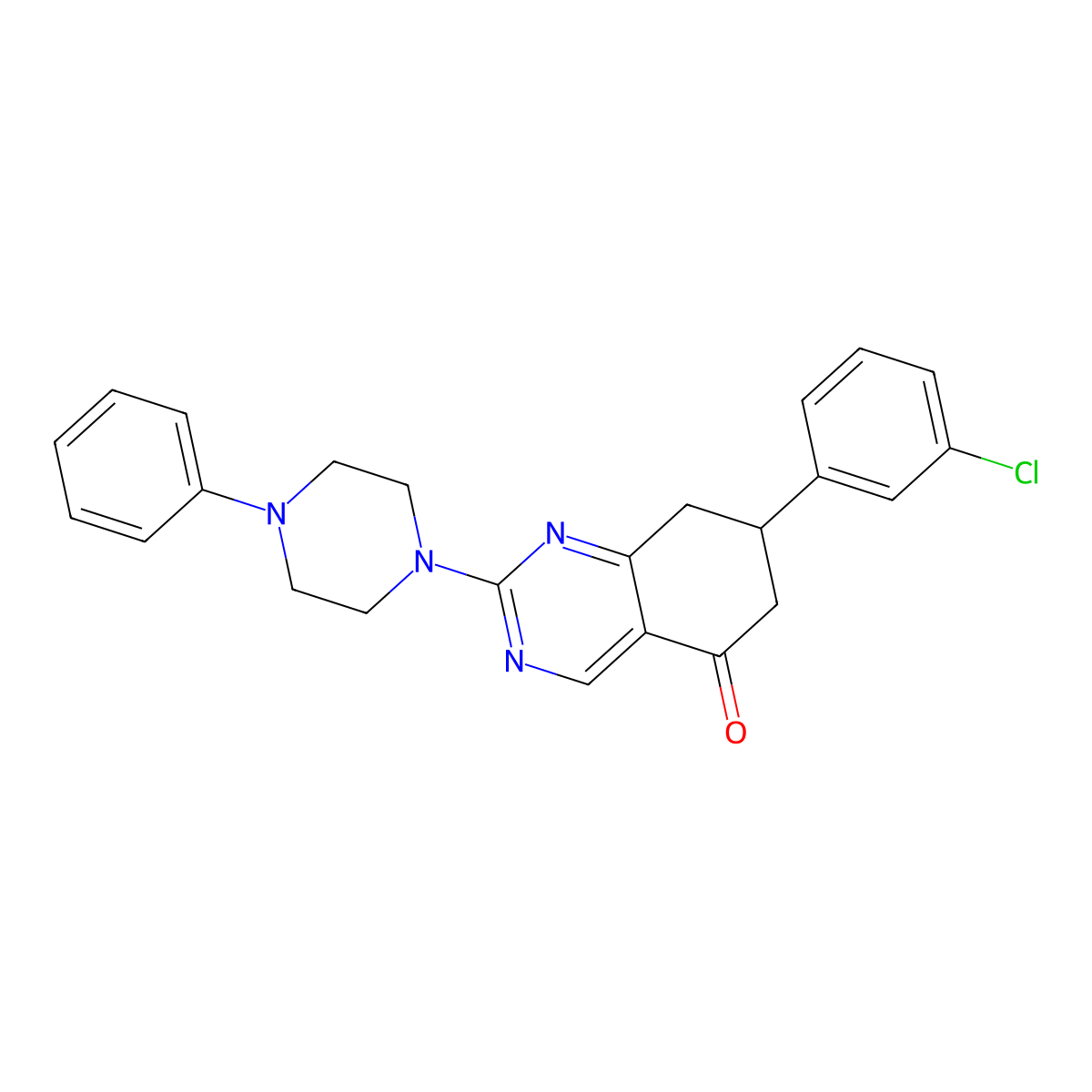 7-(3-chlorophenyl)-2-(4-phenyl-1-piperazinyl)-7,8-dihydro-6H-quinazolin-5-one molecular structure, CAS 775293-44-2