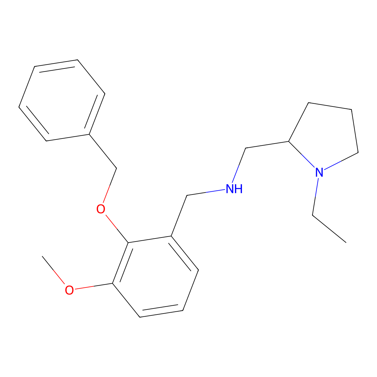 N-[2-(benzyloxy)-3-methoxybenzyl]-N-[(1-ethyl-2-pyrrolidinyl)methyl]amine molecular structure, CAS 775293-47-5