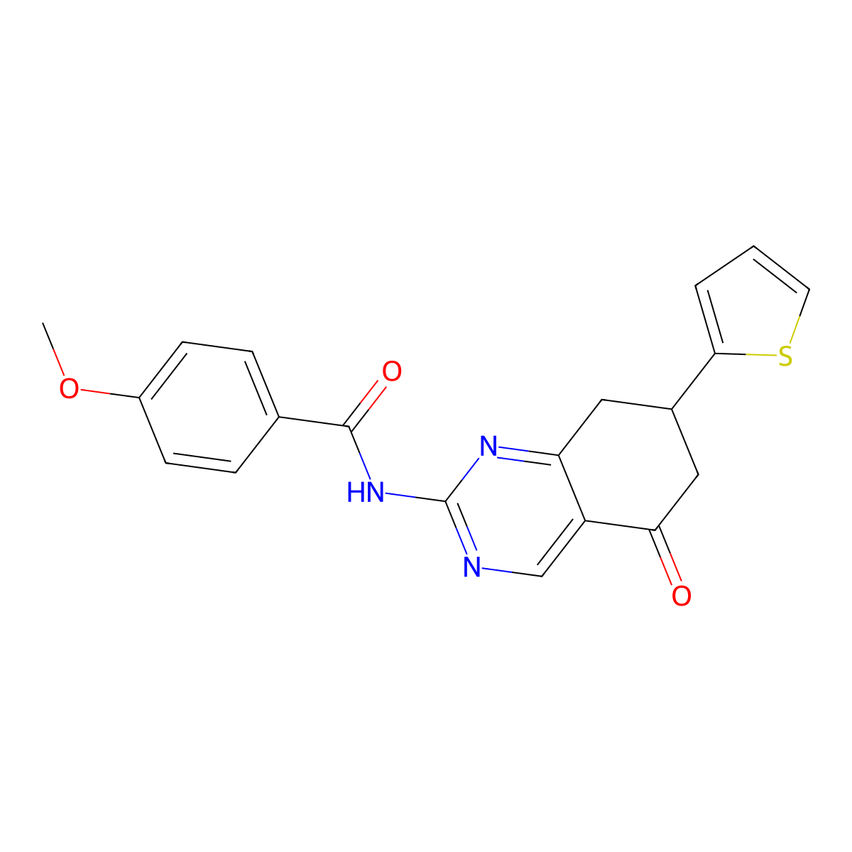 4-methoxy-N-[5-oxo-7-(thiophen-2-yl)-5,6,7,8-tetrahydroquinazolin-2-yl]benzamide molecular structure, CAS 775293-48-6