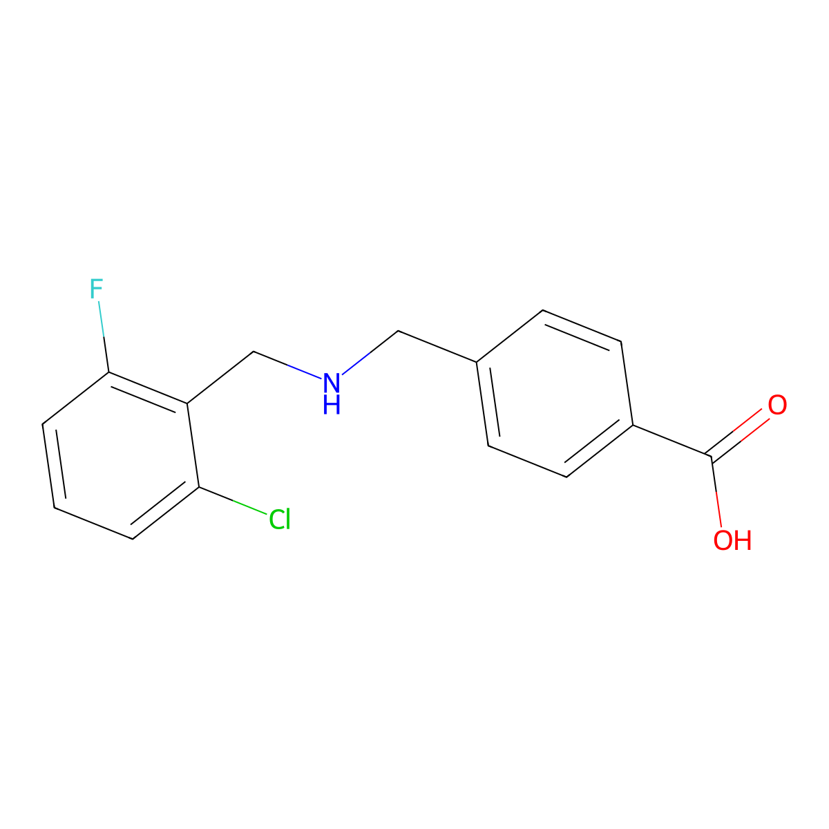4-{[(2-Chloro-6-fluorobenzyl)amino]methyl}benzoic acid molecular structure, CAS 775293-53-3