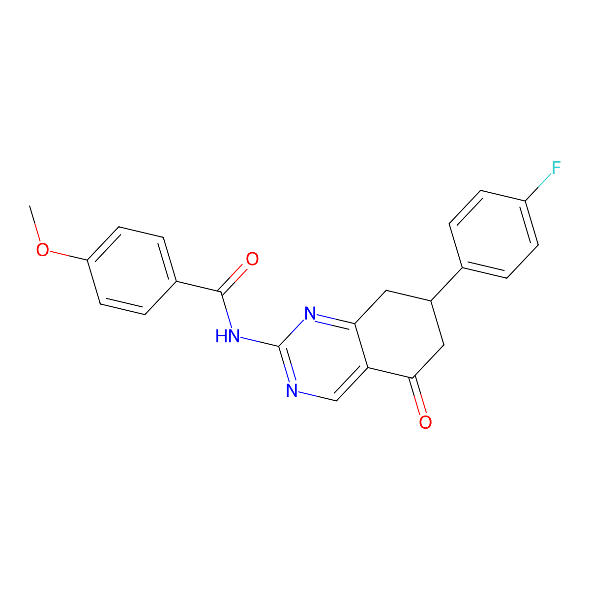 N-[7-(4-fluorophenyl)-5-oxo-5,6,7,8-tetrahydroquinazolin-2-yl]-4-methoxybenzamide molecular structure, CAS 775293-56-6