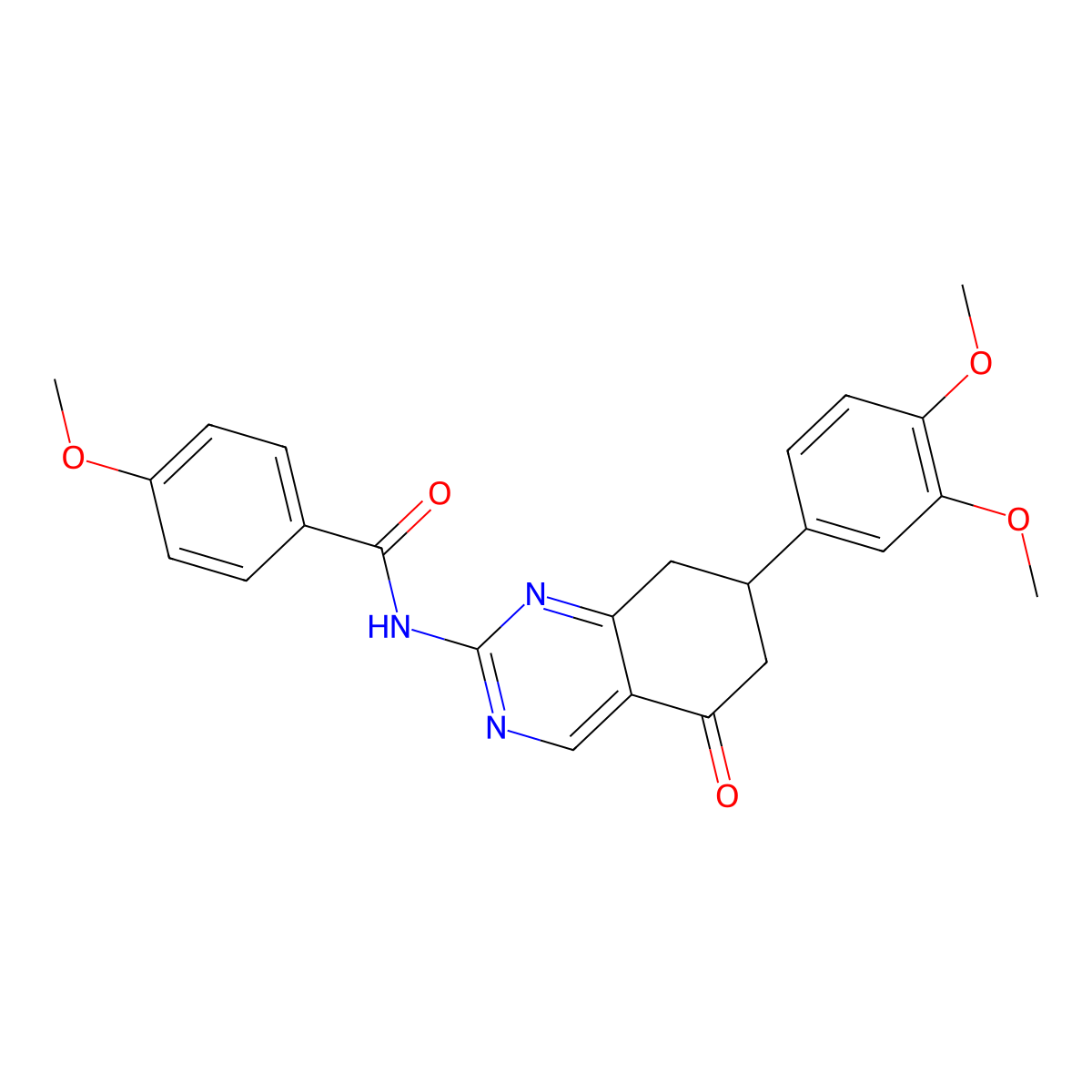 N-(7-(3,4-dimethoxyphenyl)-5-oxo-5,6,7,8-tetrahydroquinazolin-2-yl)-4-methoxybenzamide molecular structure, CAS 775293-62-4