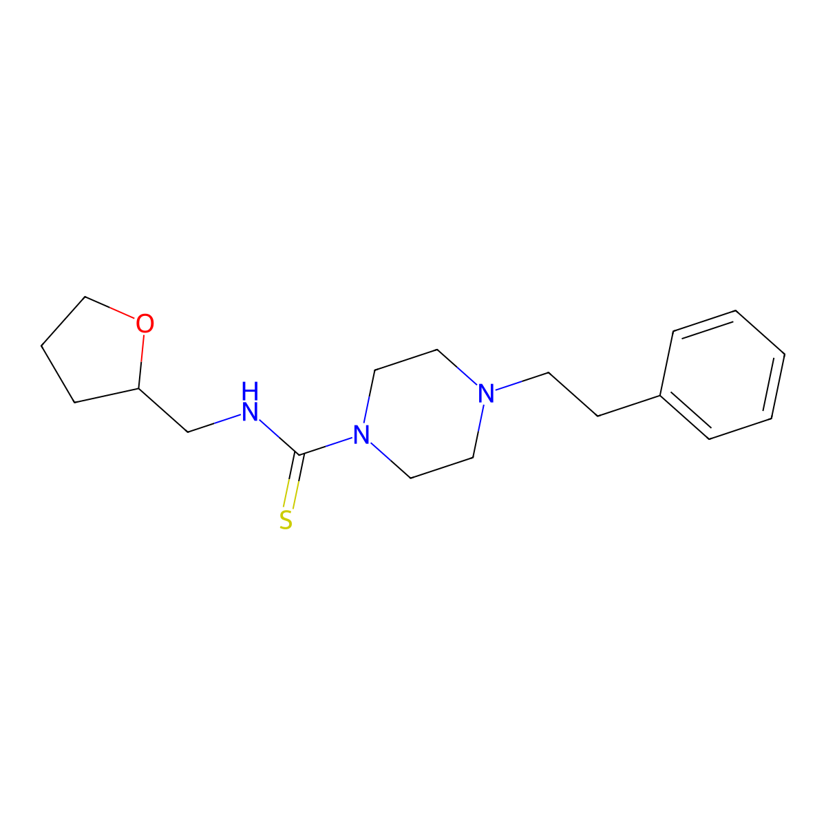 4-(2-phenylethyl)-N-(tetrahydrofuran-2-ylmethyl)piperazine-1-carbothioamide molecular structure, CAS 775293-90-8