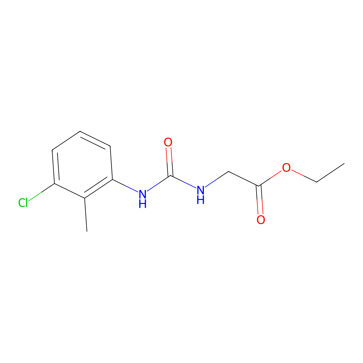 ethyl 2-{[N-(3-chloro-2-methylphenyl)carbamoyl]amino}acetate molecular structure, CAS 775293-98-6