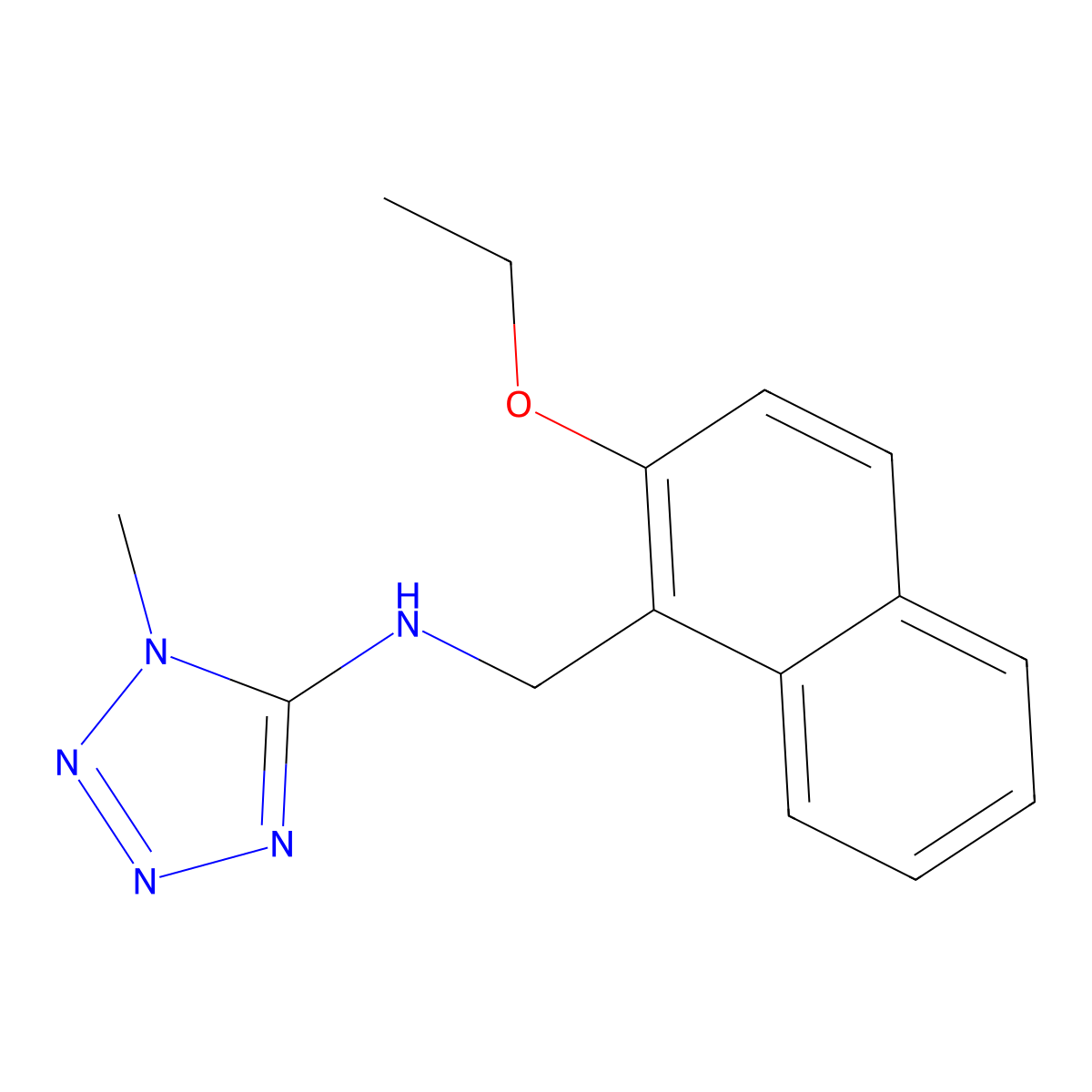 N-[(2-ethoxynaphthalen-1-yl)methyl]-1-methyltetrazol-5-amine molecular structure, CAS 775293-99-7