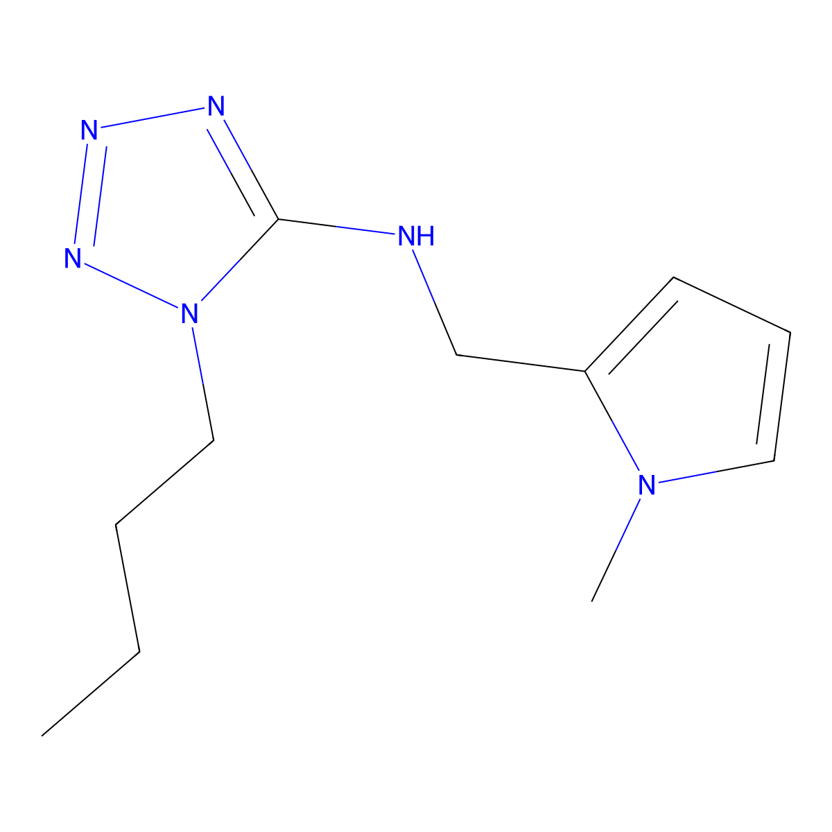 1-butyl-N-[(1-methylpyrrol-2-yl)methyl]tetrazol-5-amine molecular structure, CAS 775294-11-6