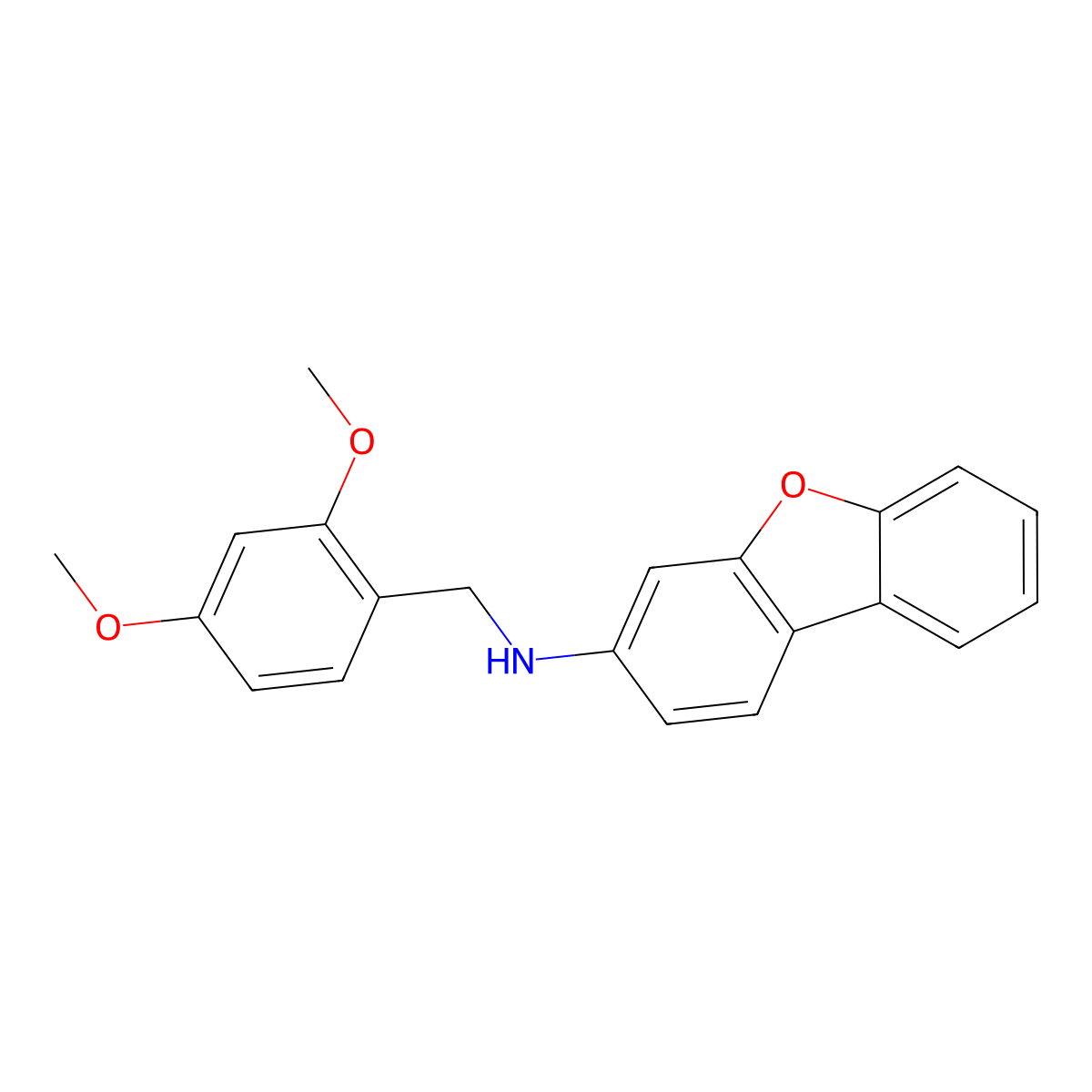N-[(2,4-dimethoxyphenyl)methyl]dibenzofuran-3-amine molecular structure, CAS 775294-60-5